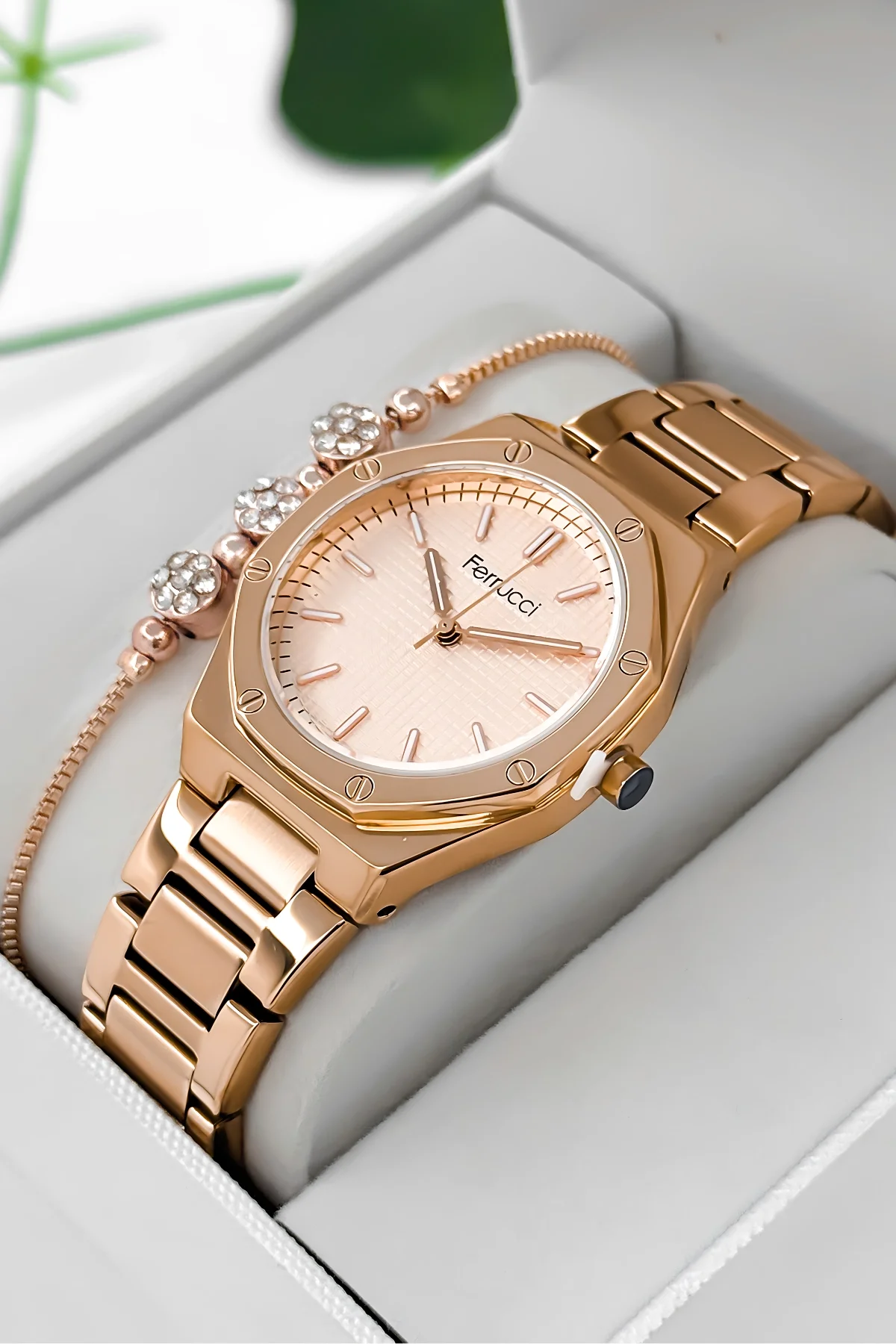 Ferrucci Çelik Kordon Çelik Kasa Kadın Kol Saati, 3 ATM Su Geçirmez Rose zmfer192