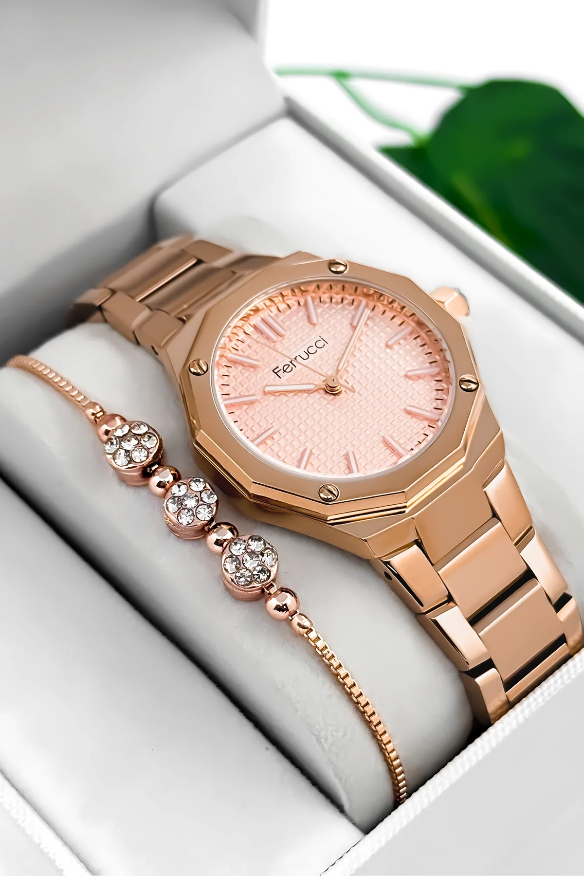 Ferrucci Çelik Kordon Çelik Kasa Kadın Kol Saati, 3 ATM Su Geçirmez Rose zmfer193