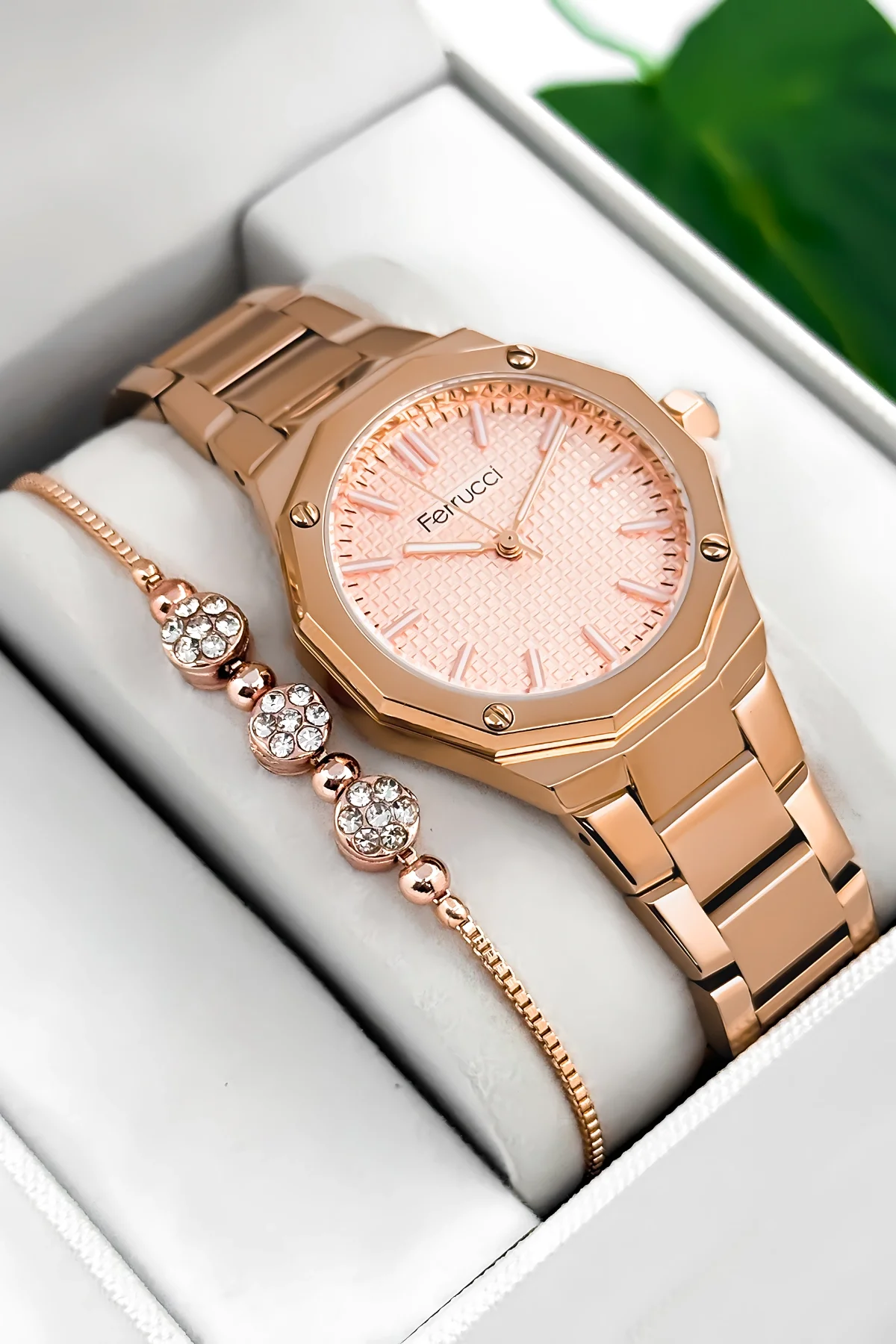 Ferrucci Çelik Kordon Çelik Kasa Kadın Kol Saati, 3 ATM Su Geçirmez Rose zmfer193