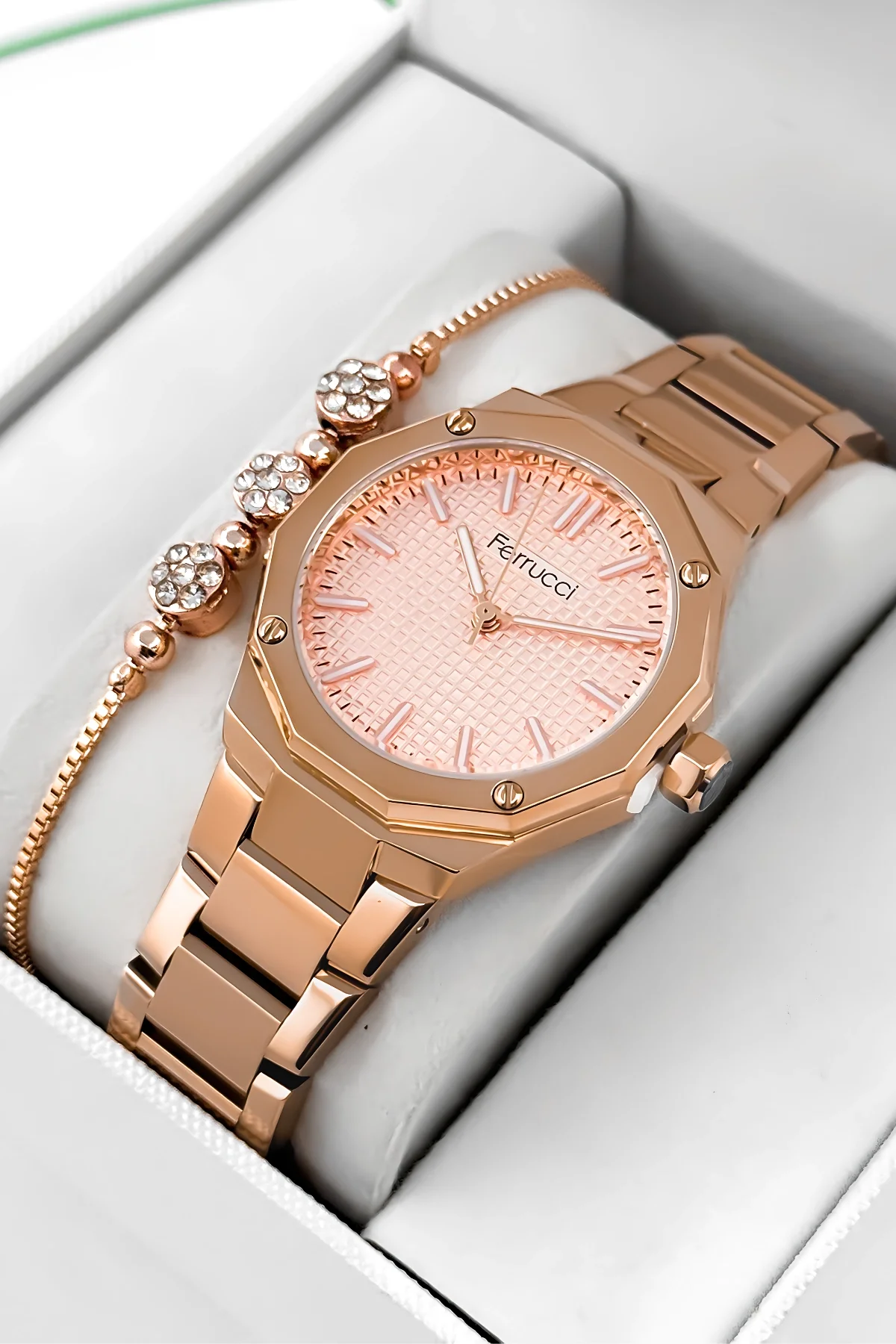 Ferrucci Çelik Kordon Çelik Kasa Kadın Kol Saati, 3 ATM Su Geçirmez Rose zmfer193