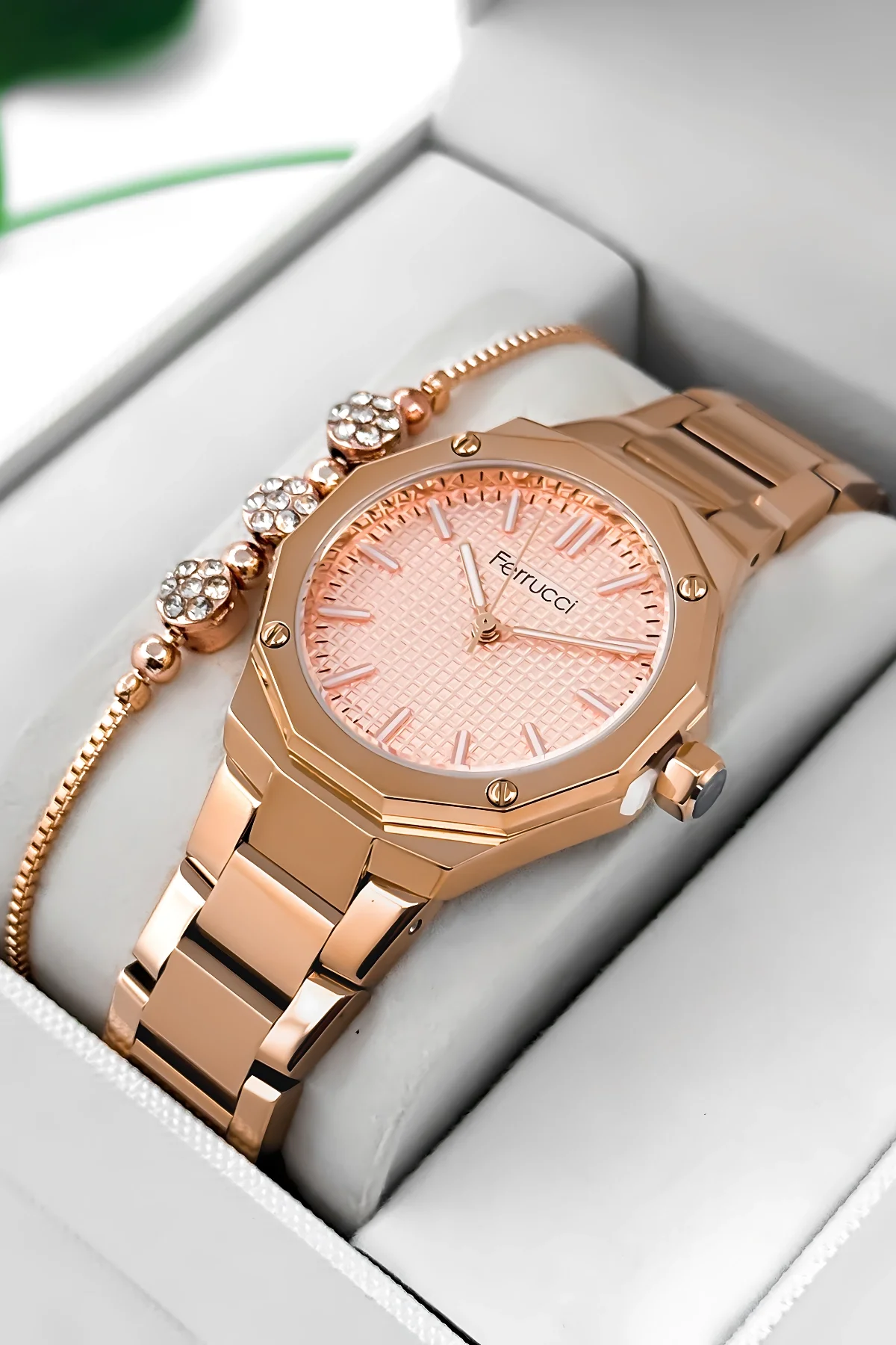 Ferrucci Çelik Kordon Çelik Kasa Kadın Kol Saati, 3 ATM Su Geçirmez Rose zmfer193