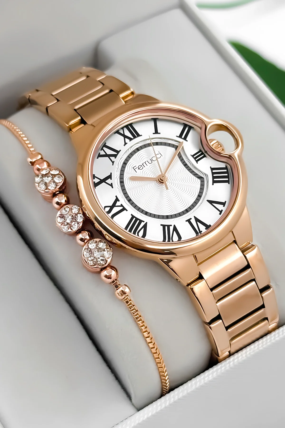 Ferrucci Çelik Kordon Çelik Kasa Kadın Kol Saati, 3 ATM Su Geçirmez Rose zmfer195