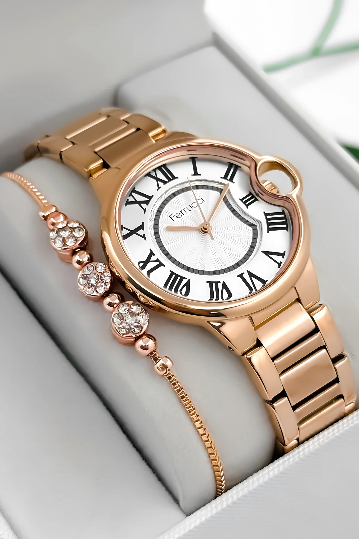 Ferrucci Çelik Kordon Çelik Kasa Kadın Kol Saati, 3 ATM Su Geçirmez Rose zmfer195