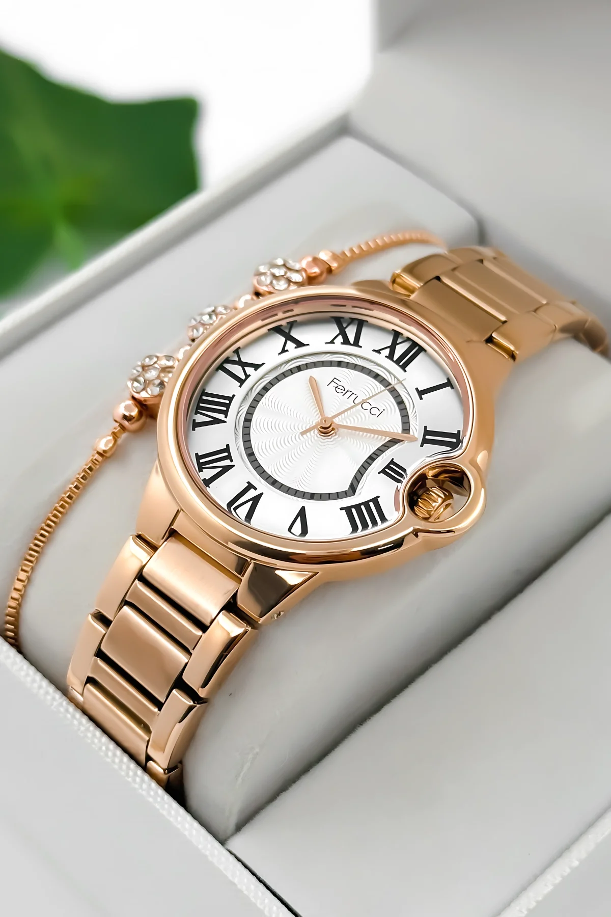 Ferrucci Çelik Kordon Çelik Kasa Kadın Kol Saati, 3 ATM Su Geçirmez Rose zmfer195