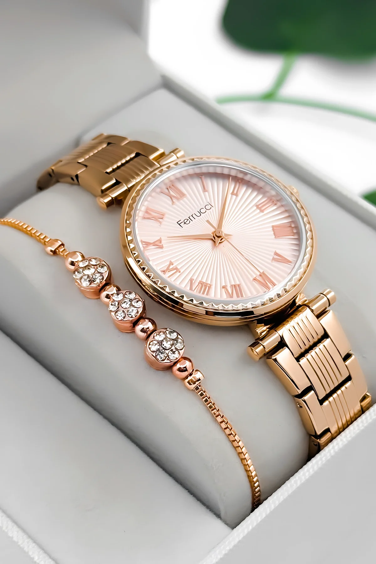 Ferrucci Çelik Kordon Çelik Kasa Kadın Kol Saati, 3 ATM Su Geçirmez Rose zmfer196