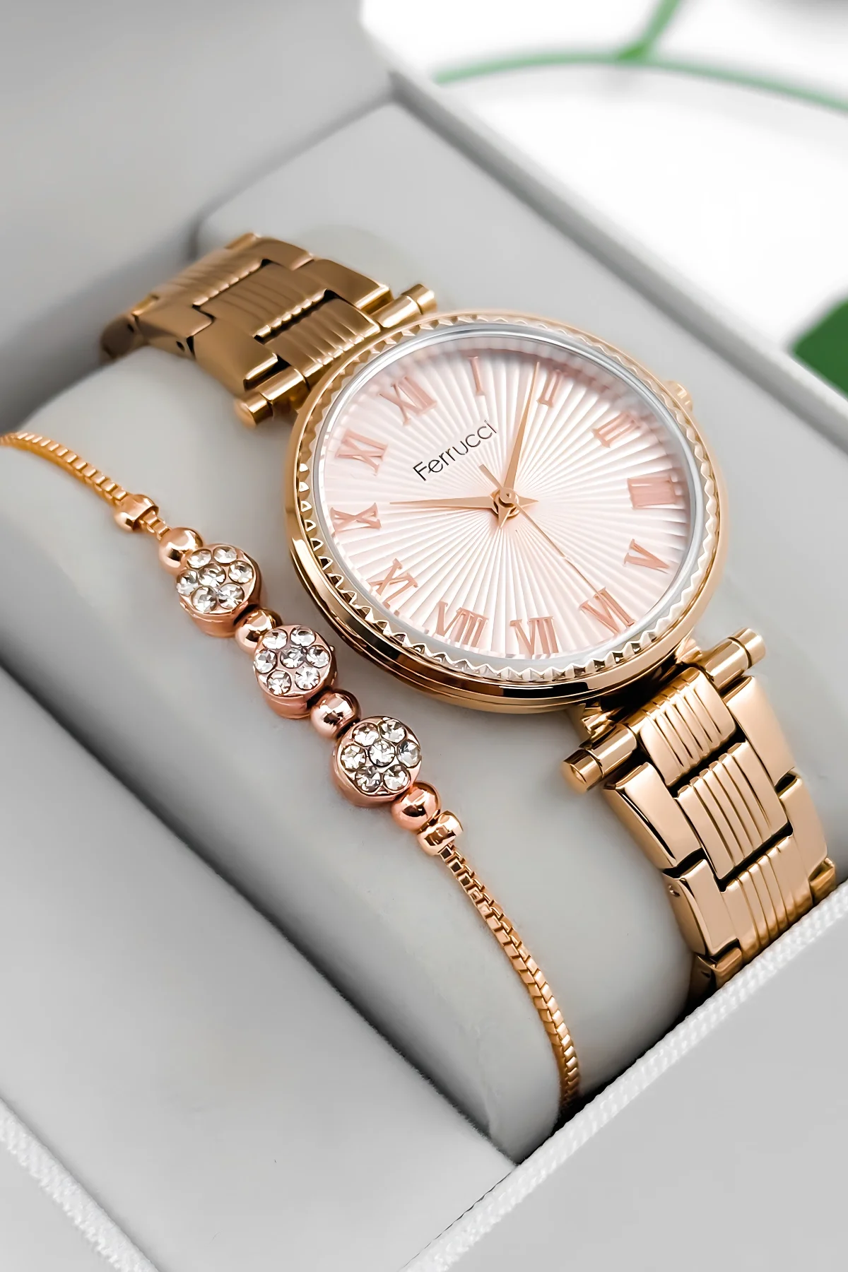 Ferrucci Çelik Kordon Çelik Kasa Kadın Kol Saati, 3 ATM Su Geçirmez Rose zmfer196