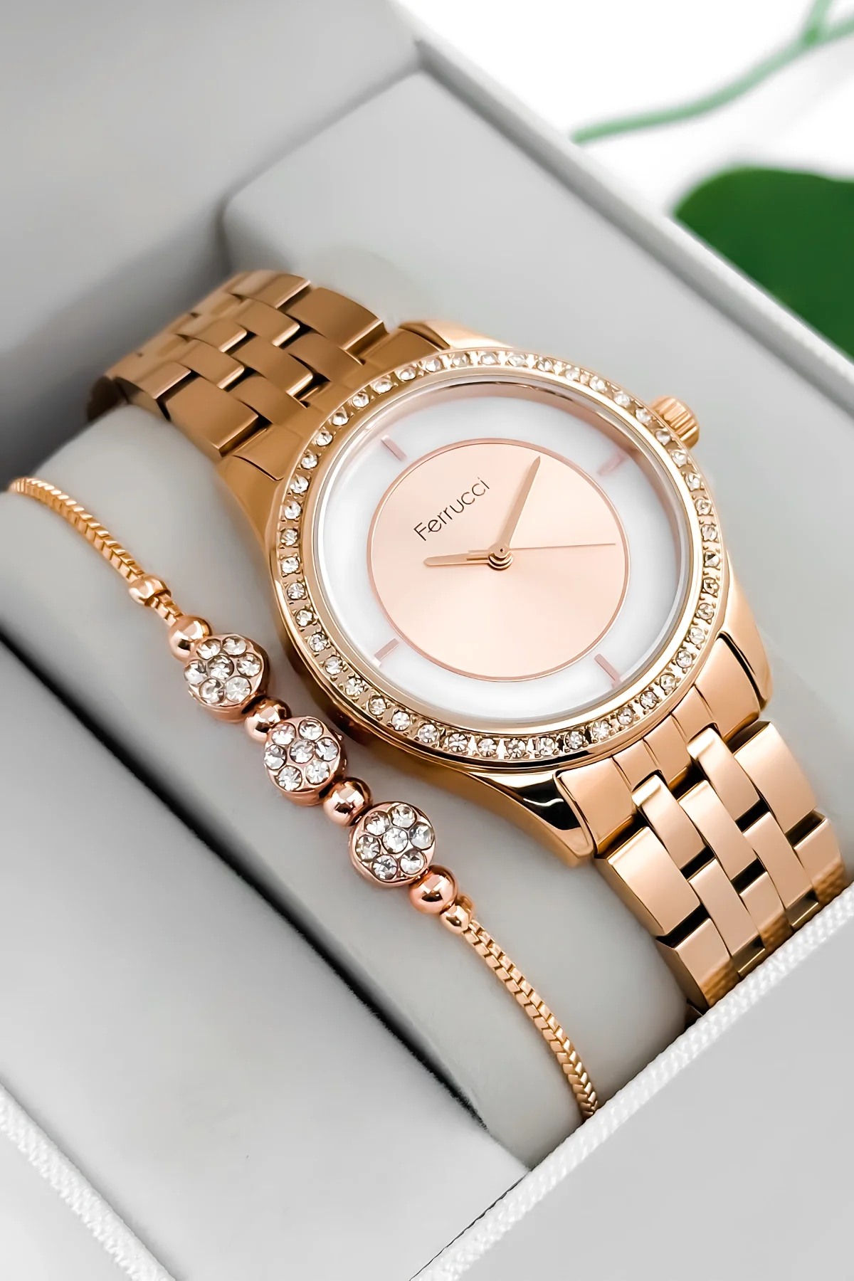 Ferrucci Çelik Kordon Çelik Kasa Kadın Kol Saati, 3 ATM Su Geçirmez Rose zmfer197
