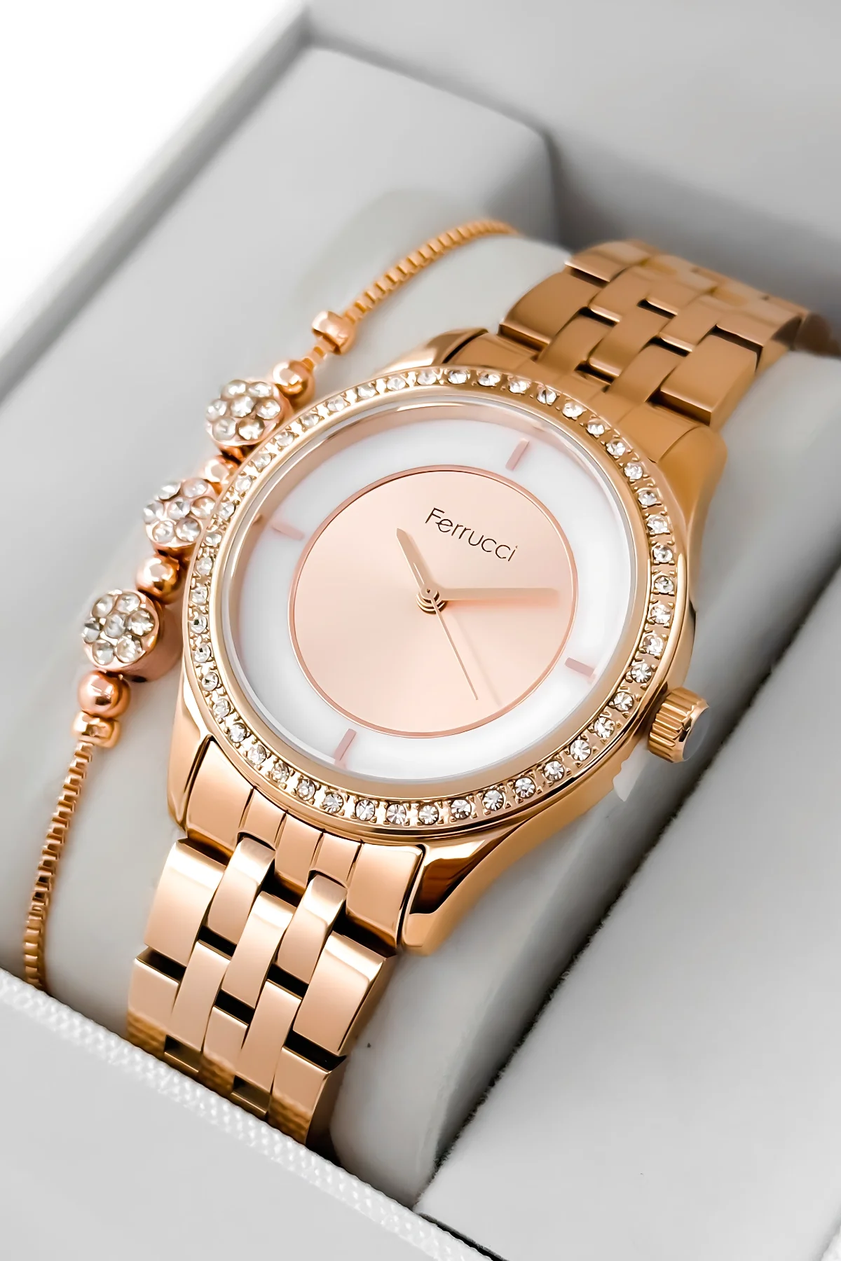 Ferrucci Çelik Kordon Çelik Kasa Kadın Kol Saati, 3 ATM Su Geçirmez Rose zmfer197