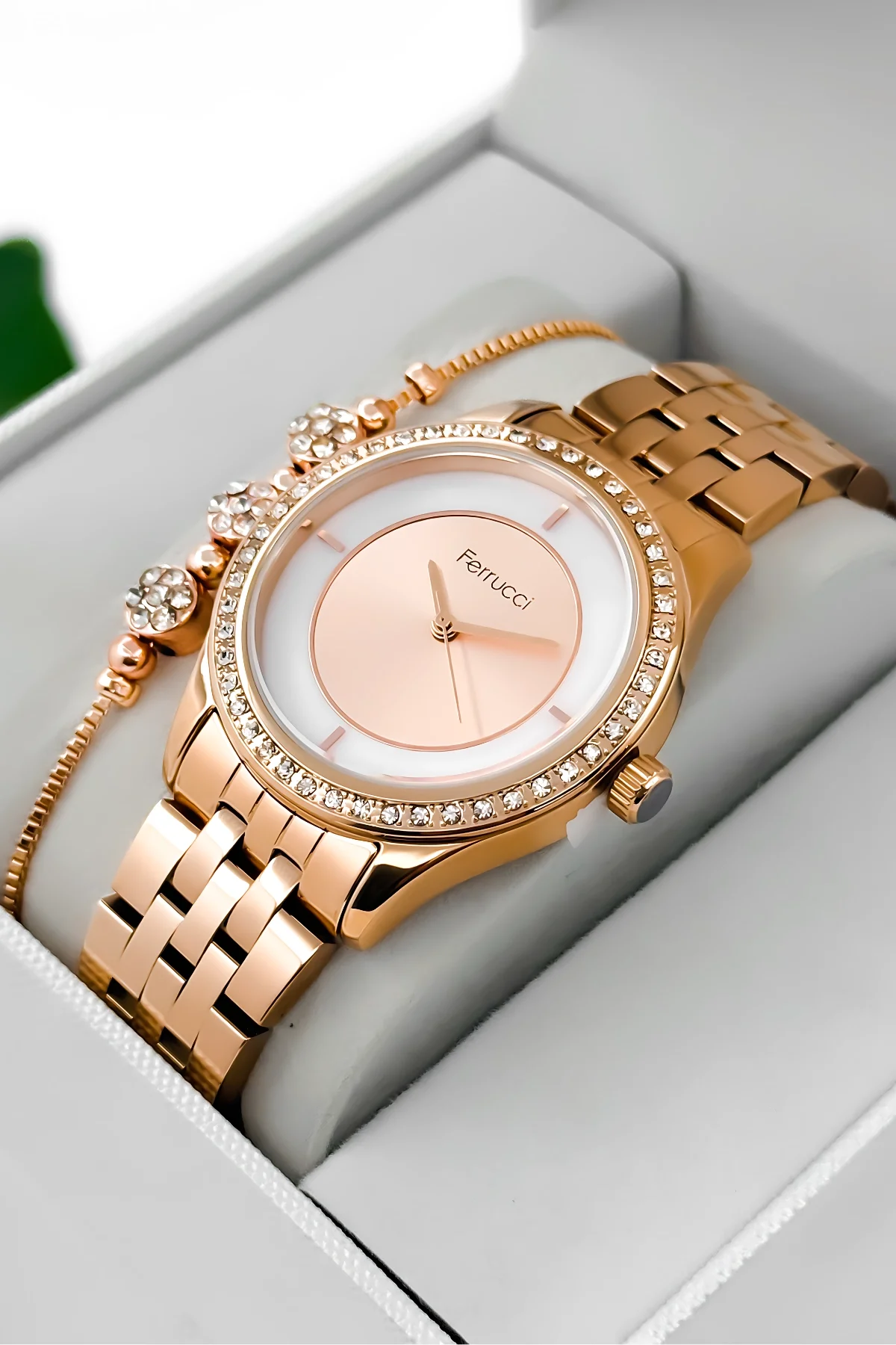 Ferrucci Çelik Kordon Çelik Kasa Kadın Kol Saati, 3 ATM Su Geçirmez Rose zmfer197