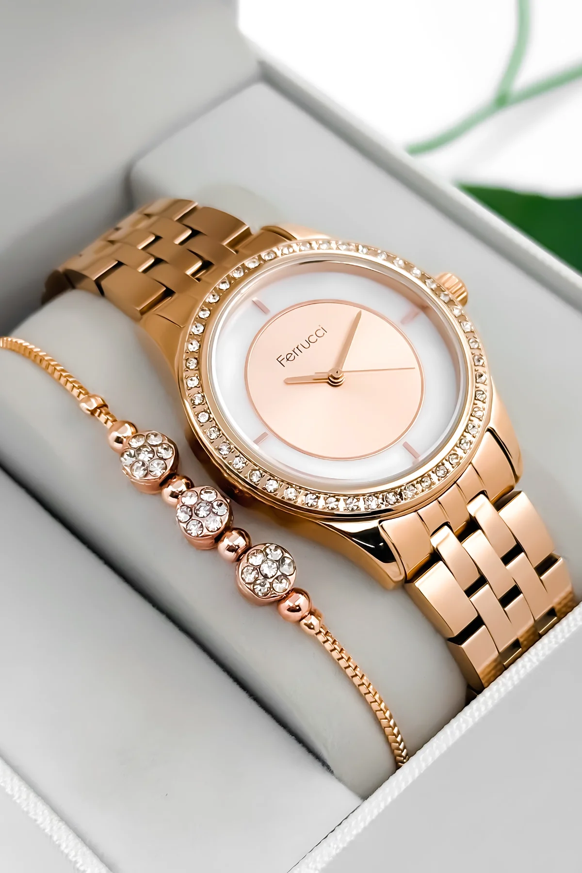 Ferrucci Çelik Kordon Çelik Kasa Kadın Kol Saati, 3 ATM Su Geçirmez Rose zmfer197