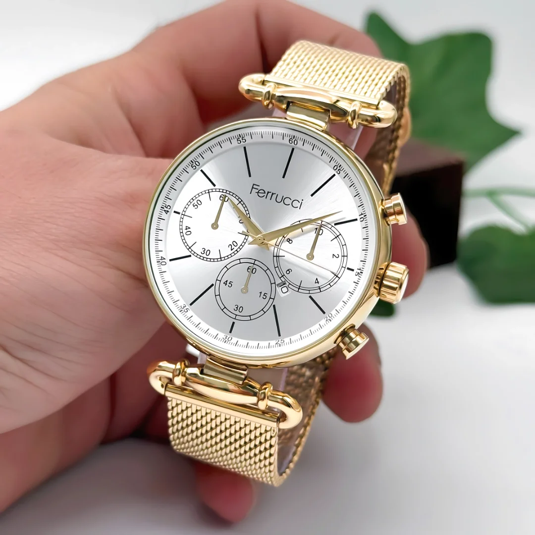 Ferrucci Erkek Kol Saati Çelik Hasır Kordon Gold Renk Kasa Ve Kordon ZMFER008