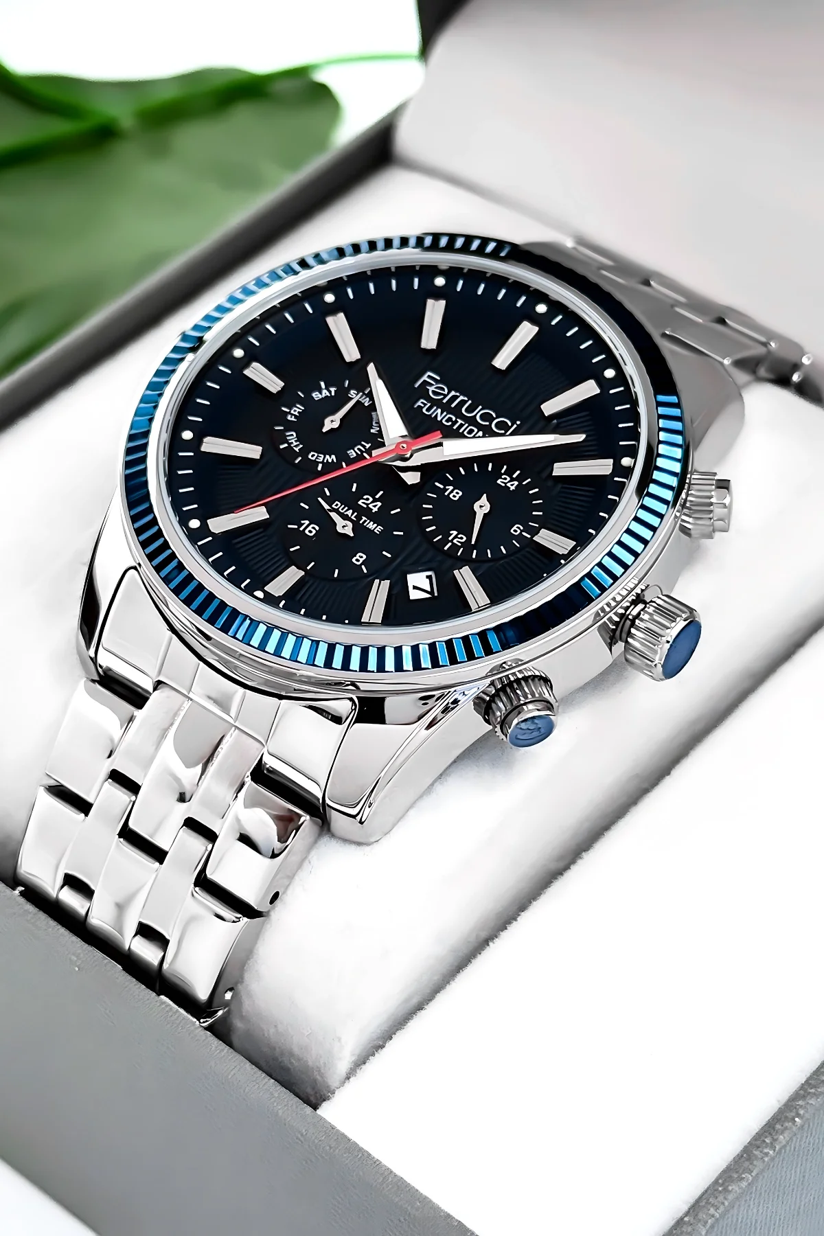 Ferrucci Function 3 ATM Gümüş Renk Çelik Kordon&Kasa Erkek Kol Saati+Bileklik zmfer084