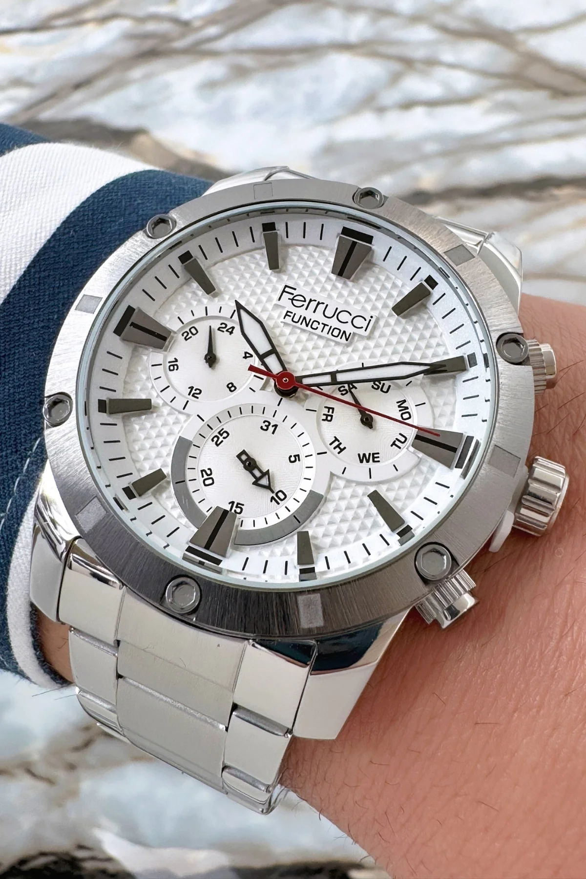 Ferrucci Function 3 ATM Gümüş Renk Çelik Kordon&Kasa Erkek Kol Saati+Bileklik zmfer092