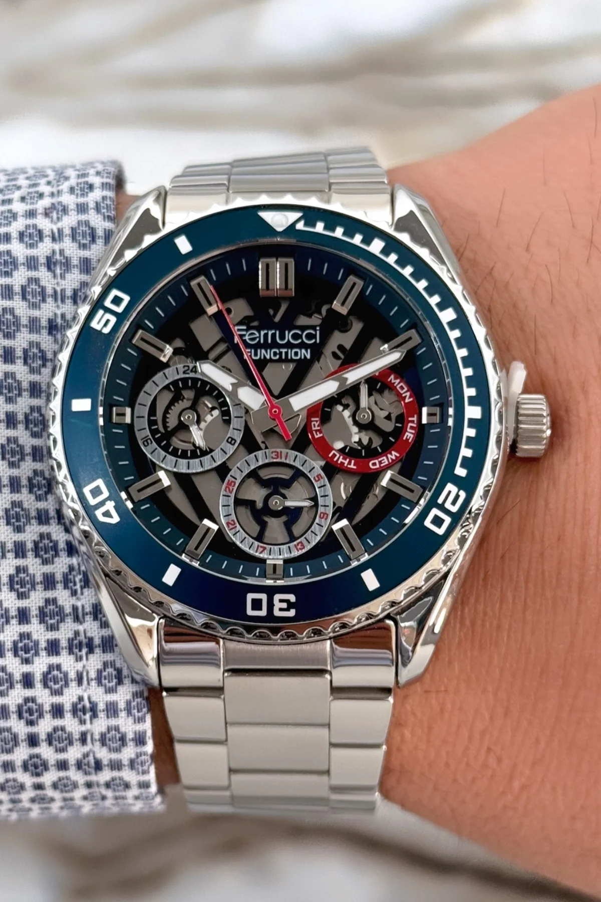 Ferrucci Function 3 ATM Siyah Gümüş Çelik Kordon&Kasa Erkek Kol Saati+Bileklik zmfer094