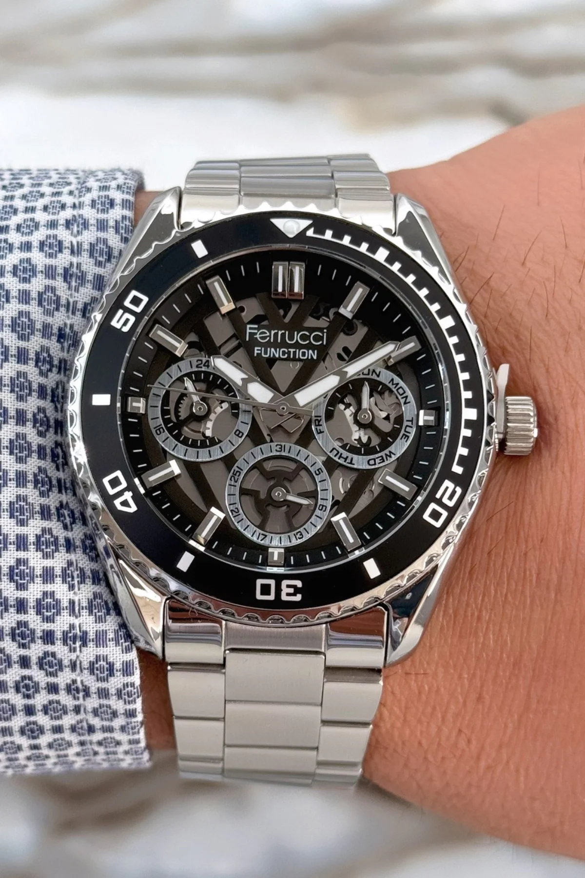 Ferrucci Function 3 ATM Siyah Gümüş Çelik Kordon&Kasa Erkek Kol Saati+Bileklik zmfer094