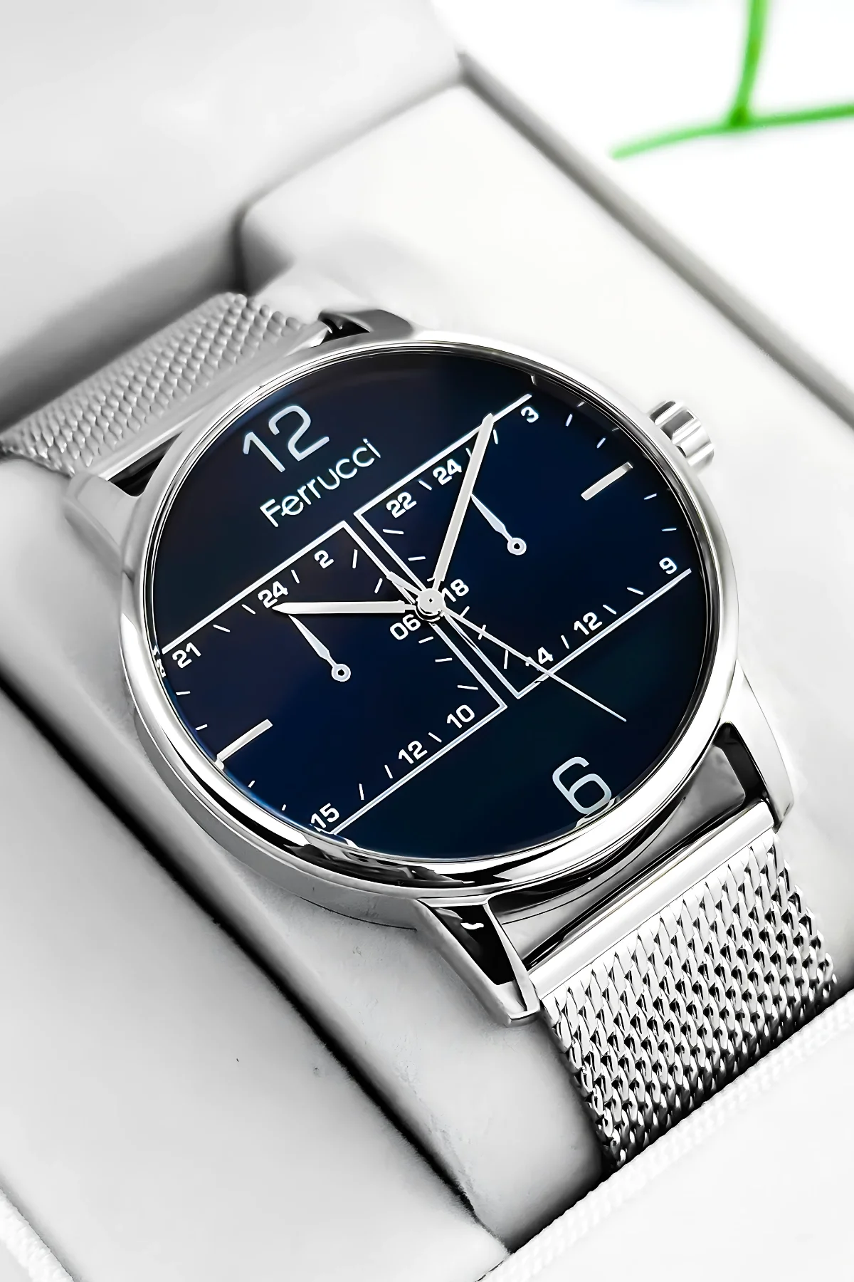 Ferrucci Erkek Kol Saati Çelik Kasa & Çelik Kordon Gümüş-Mavi zmfer191