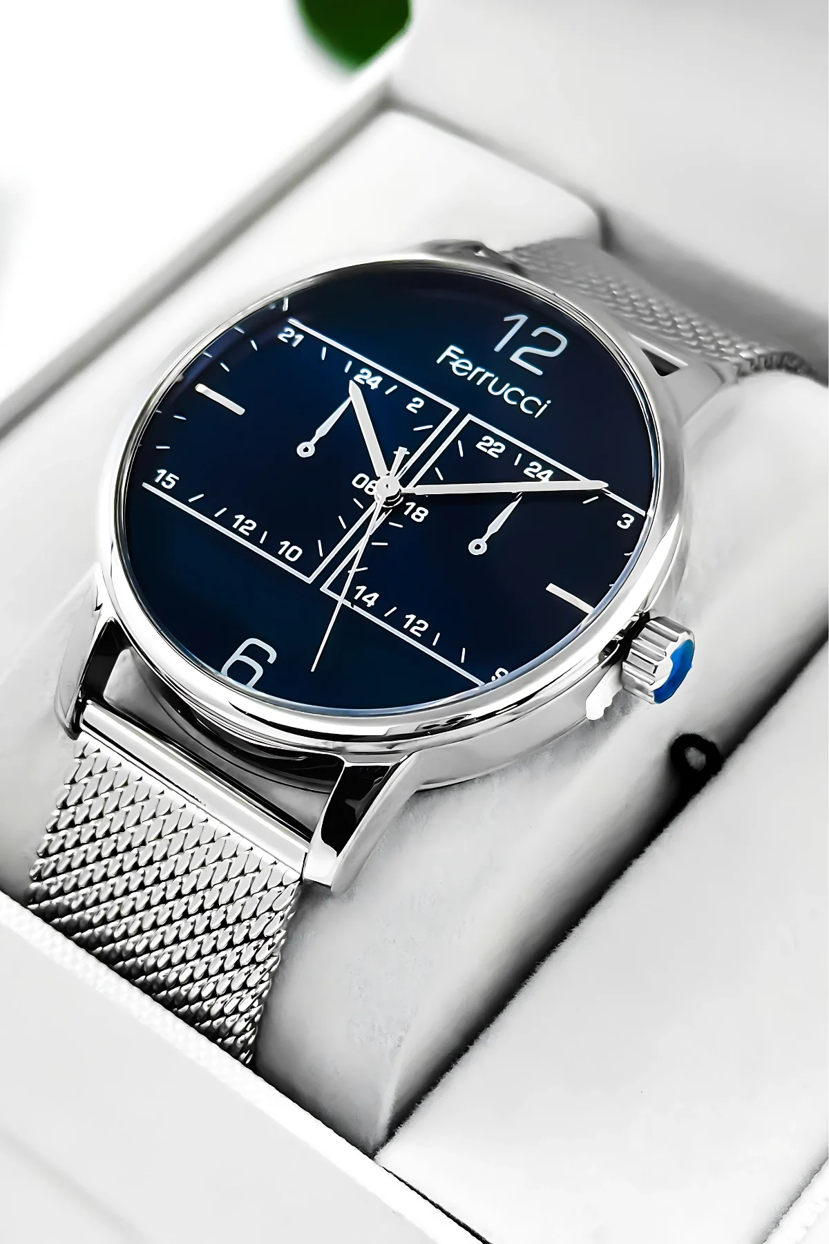 Ferrucci Erkek Kol Saati Çelik Kasa & Çelik Kordon Gümüş-Mavi zmfer191