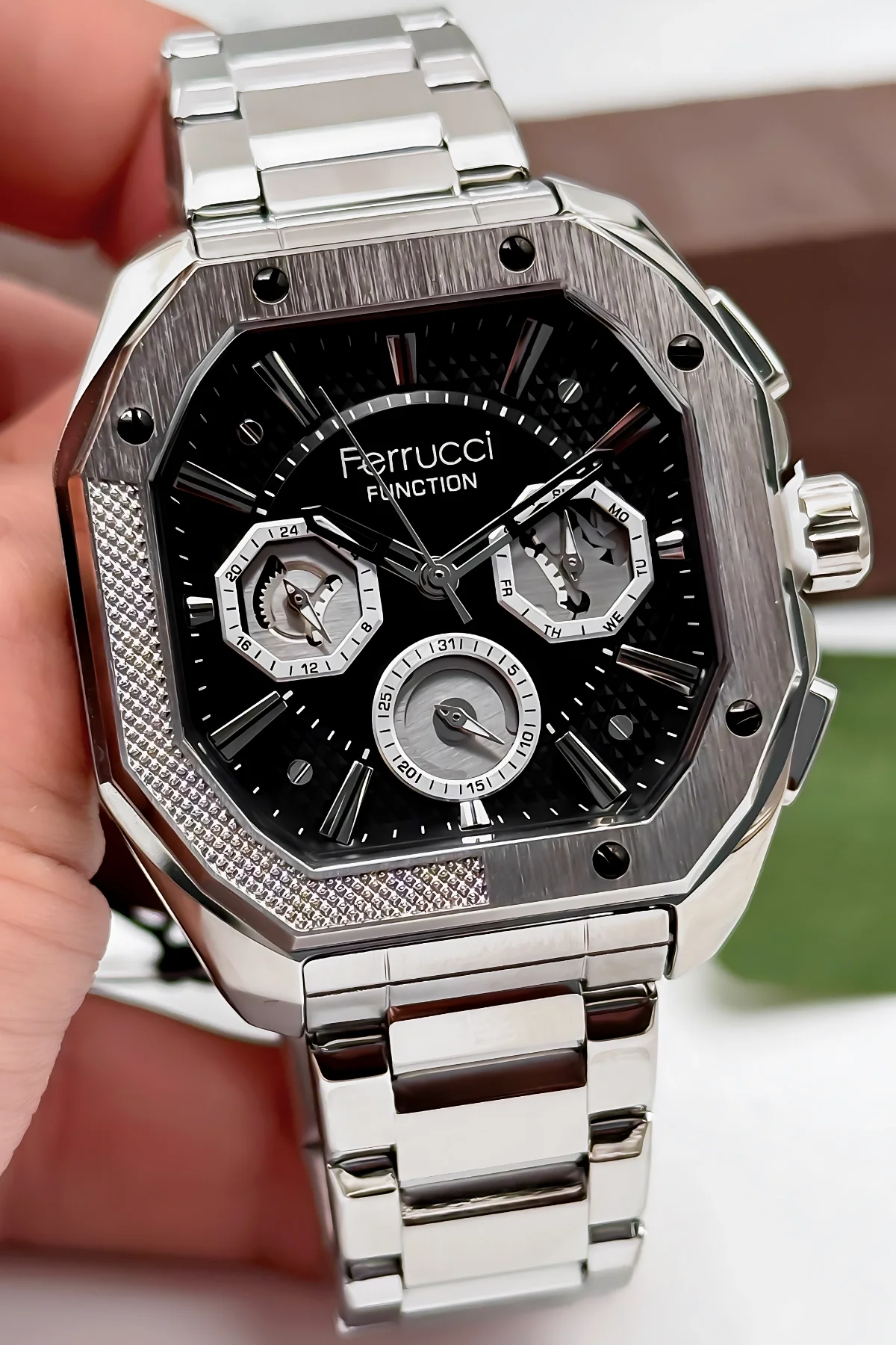 Ferrucci Function Erkek Kol Saati Çelik Kasa & Çelik Kordon Gümüş-Siyah zmfer187