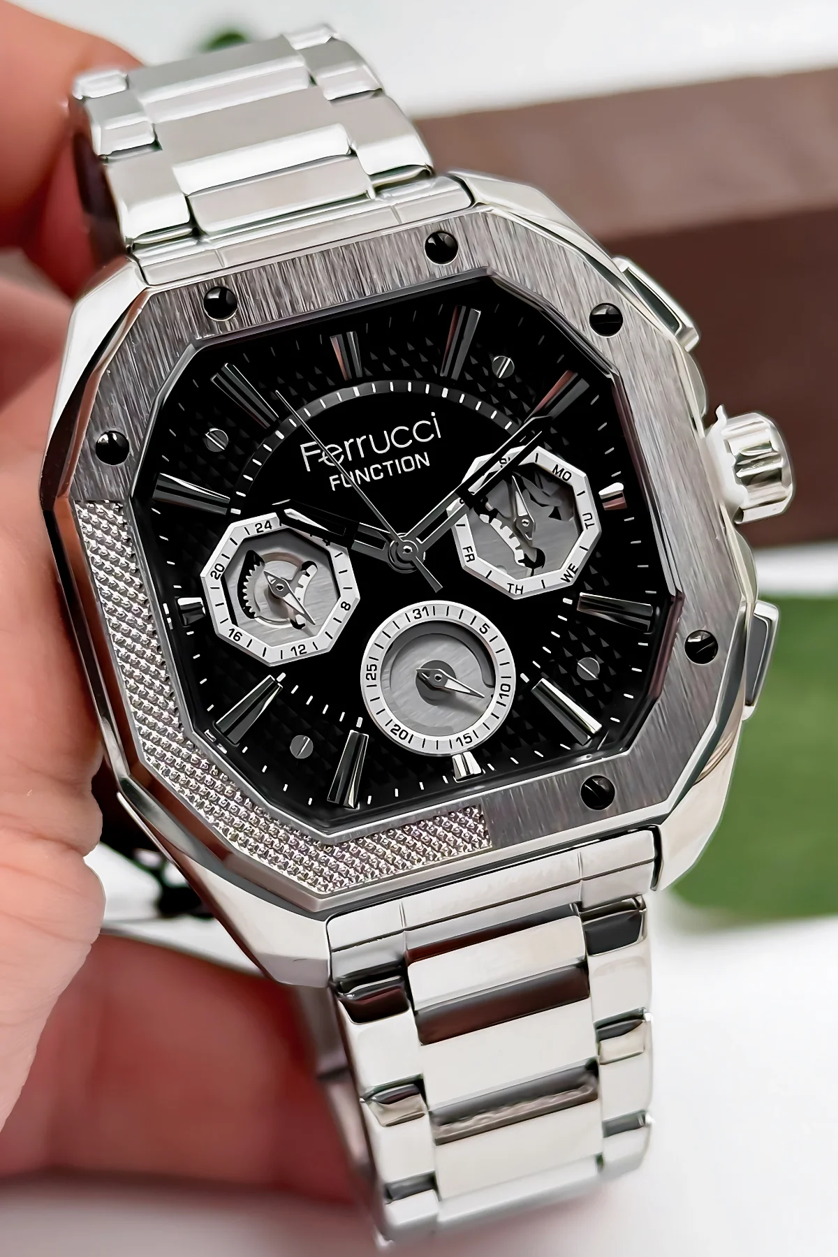 Ferrucci Function Erkek Kol Saati Çelik Kasa & Çelik Kordon Gümüş-Siyah zmfer187