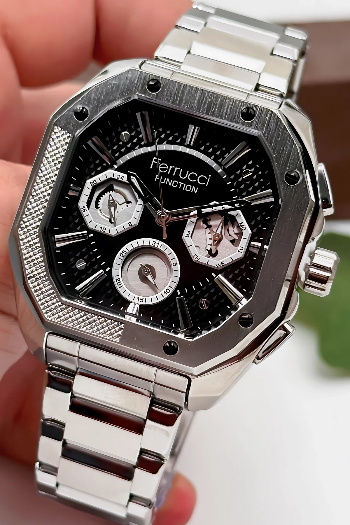 Ferrucci Function Erkek Kol Saati Çelik Kasa & Çelik Kordon Gümüş-Siyah zmfer187