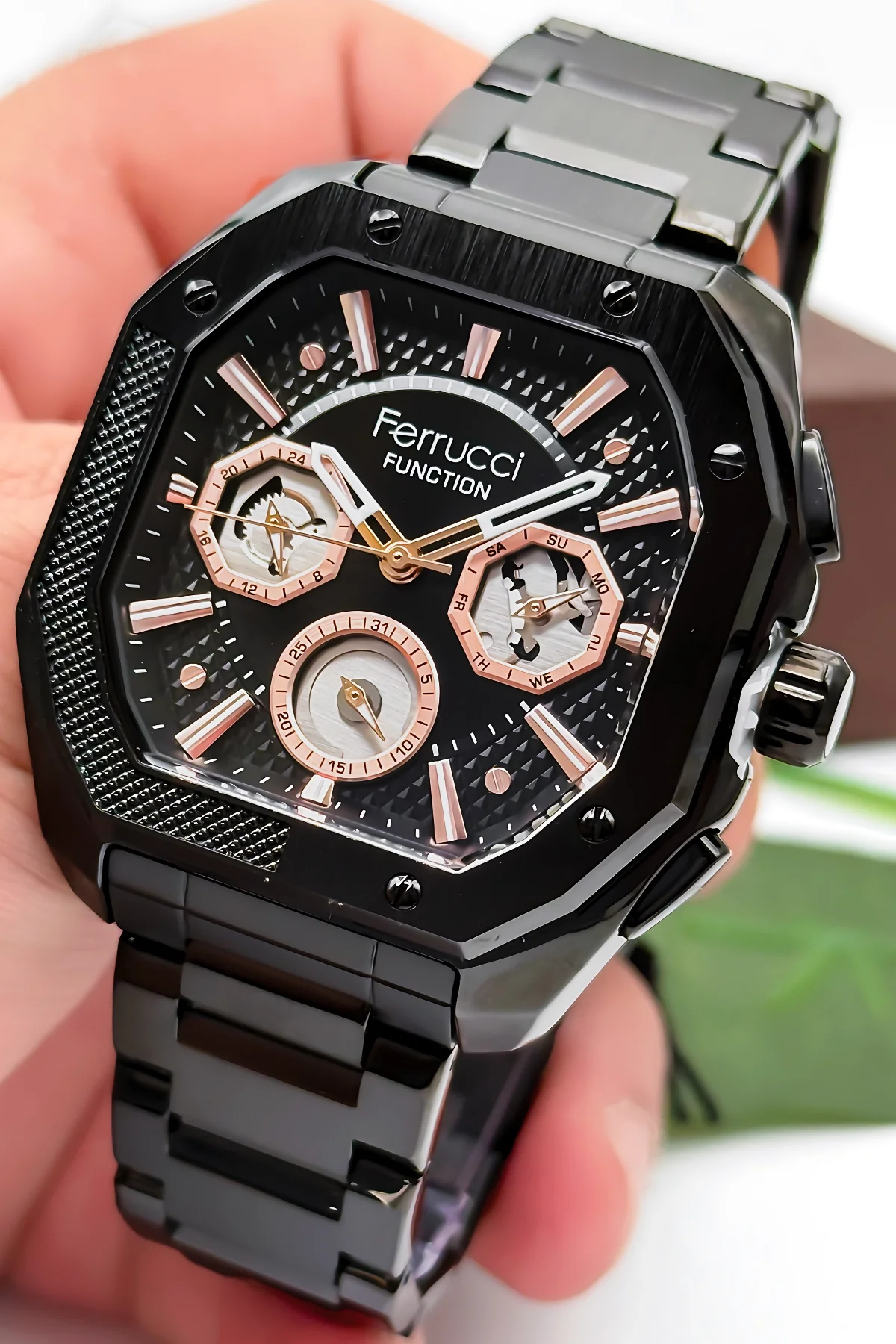 Ferrucci Function Erkek Kol Saati Çelik Kasa & Çelik Kordon Siyah zmfer187