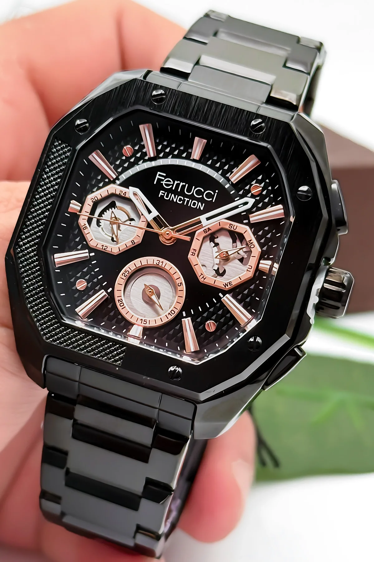 Ferrucci Function Erkek Kol Saati Çelik Kasa & Çelik Kordon Siyah zmfer187