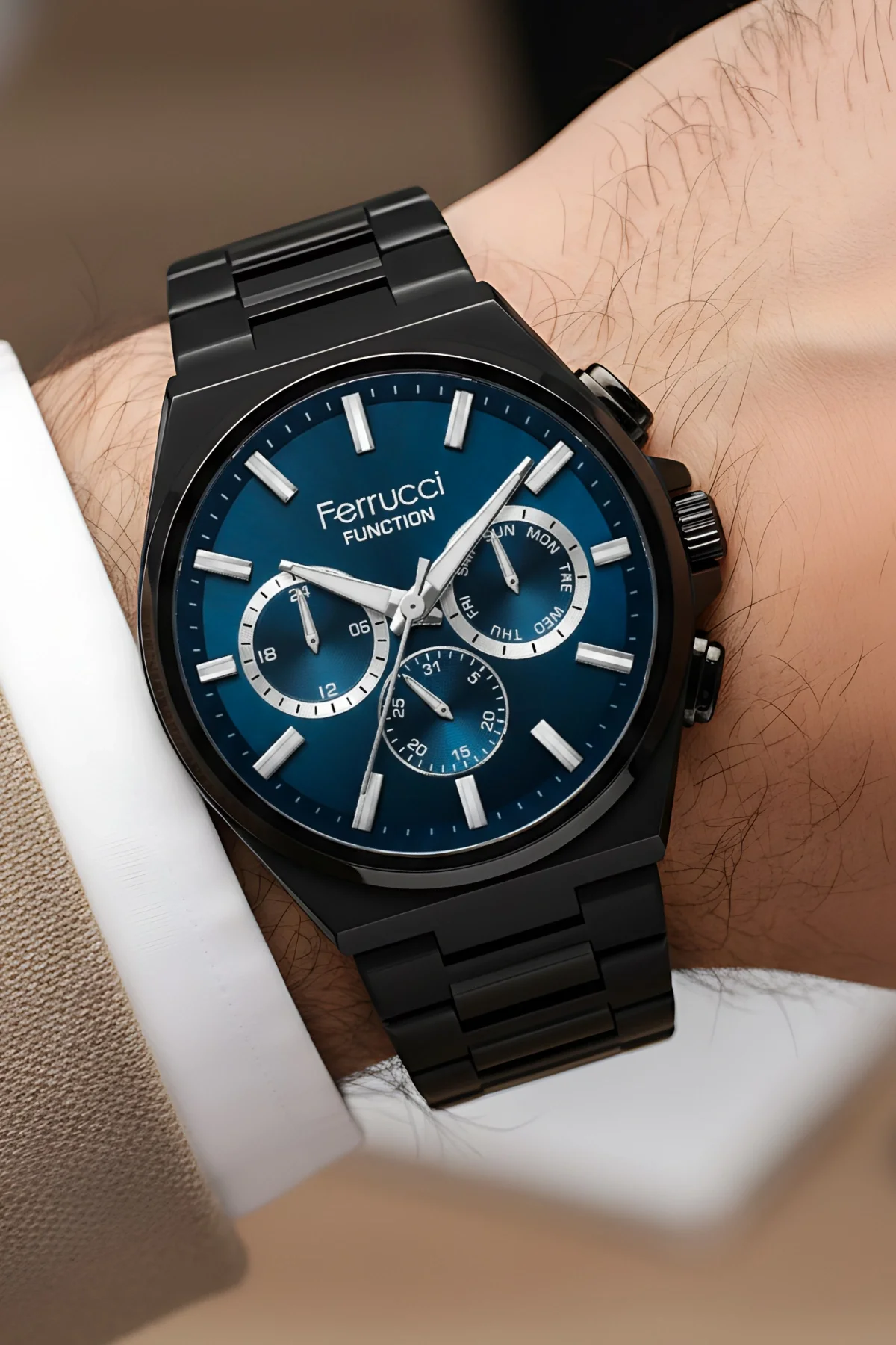 Ferrucci Function Erkek Kol Saati Çelik Kasa & Çelik Kordon Siyah zmfer216