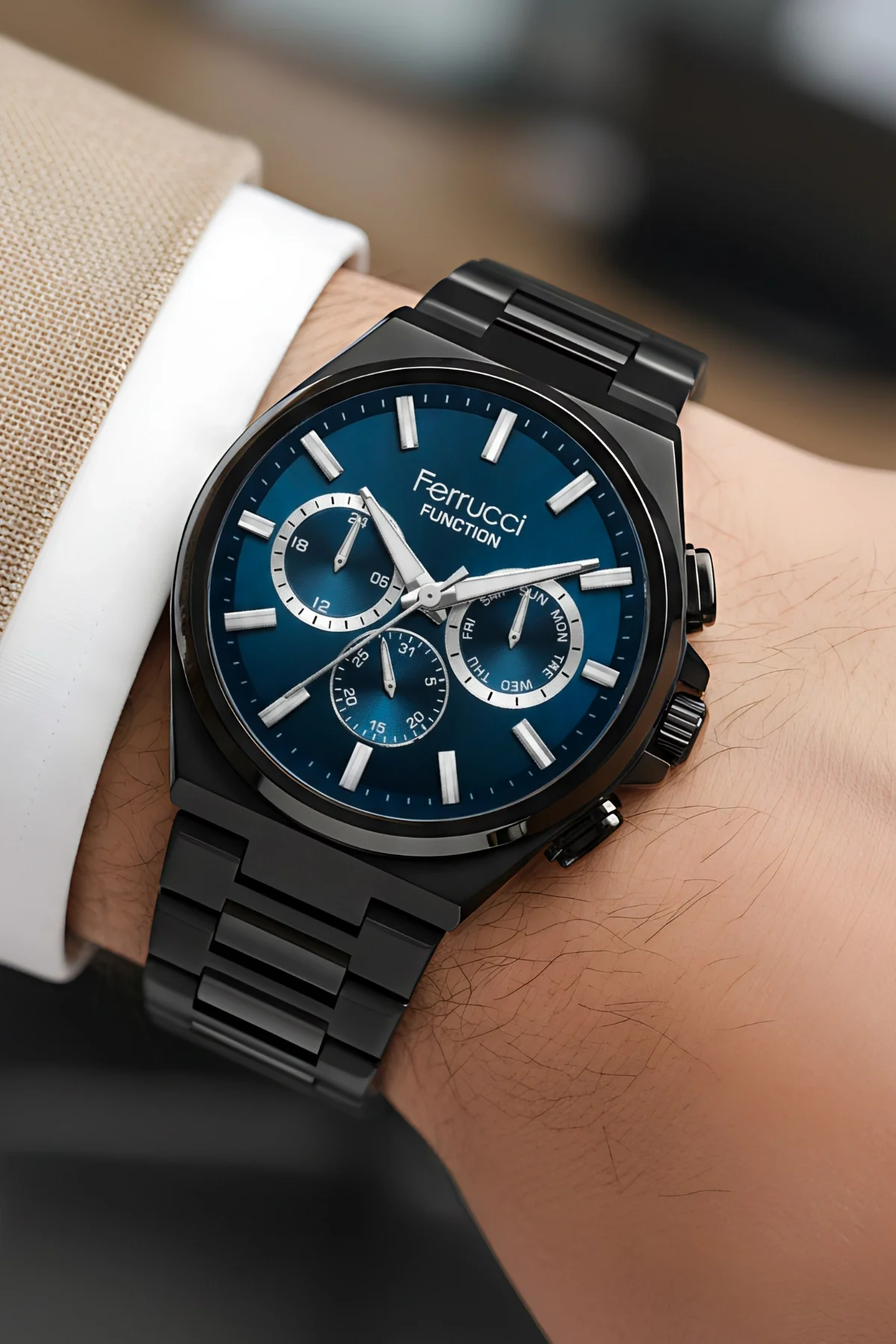 Ferrucci Function Erkek Kol Saati Çelik Kasa & Çelik Kordon Siyah zmfer216