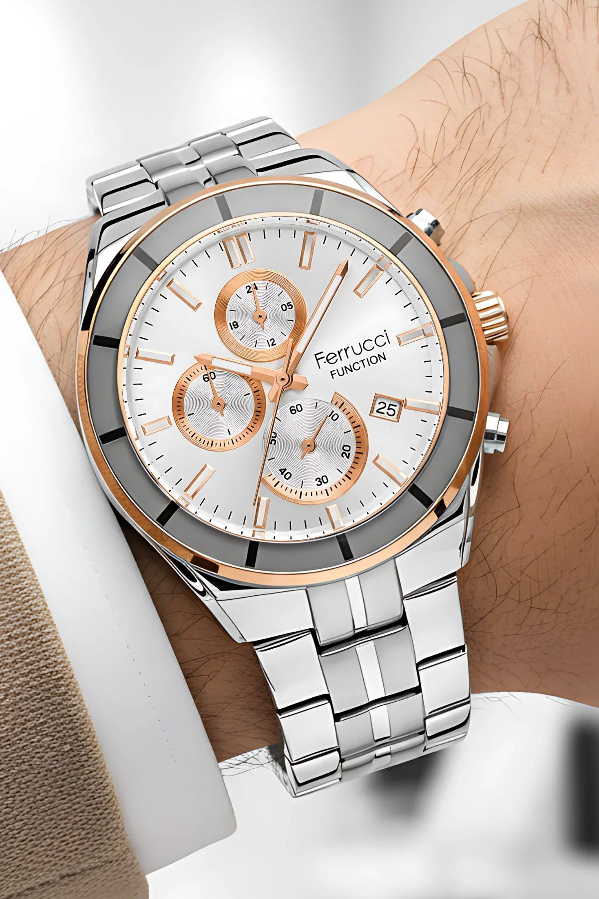 Ferrucci Function Erkek Kol Saati Çelik Kordon Çelik Kasa 3 ATM Suya Dayanıklılık ZMFER043