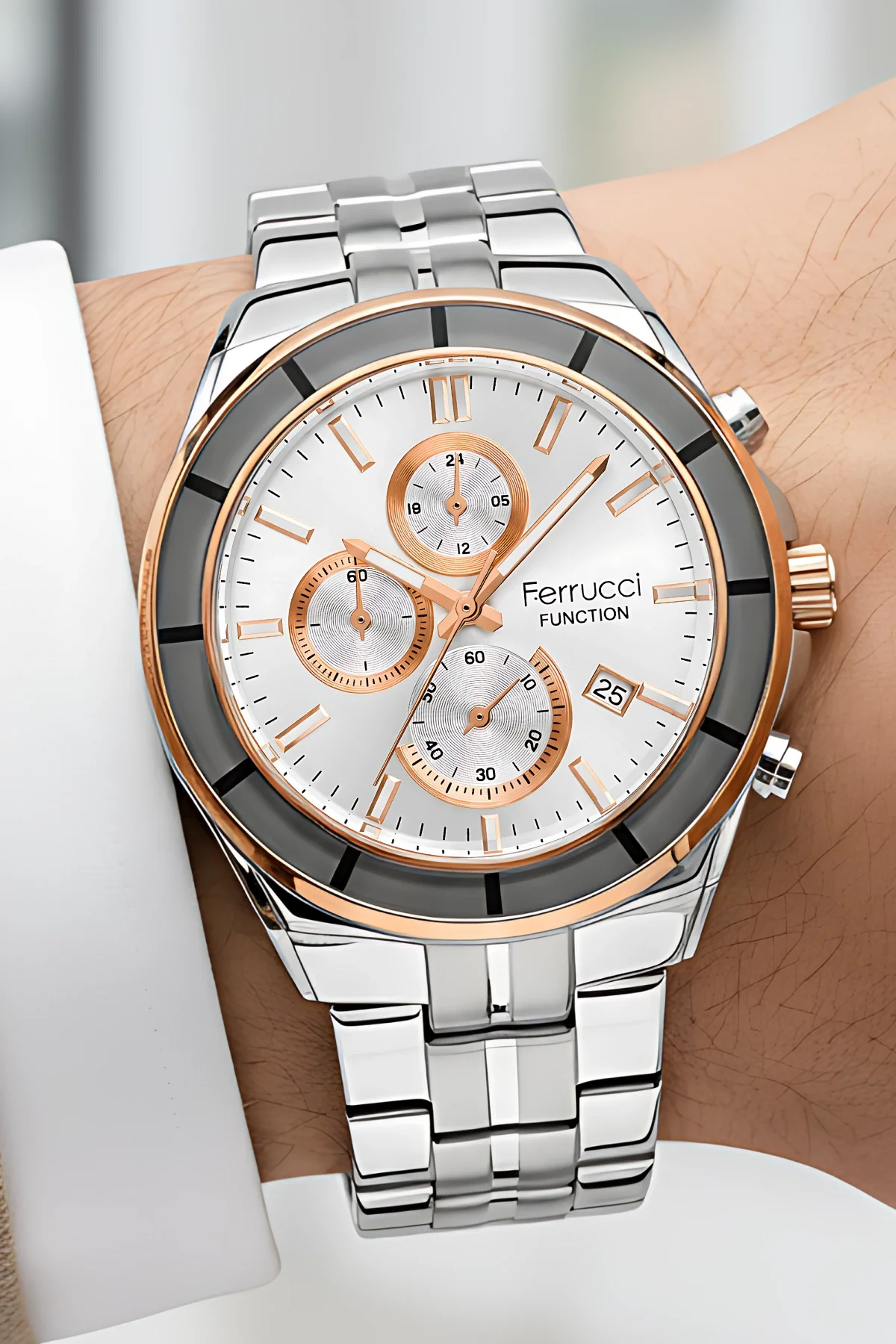 Ferrucci Function Erkek Kol Saati Çelik Kordon Çelik Kasa 3 ATM Suya Dayanıklılık ZMFER043