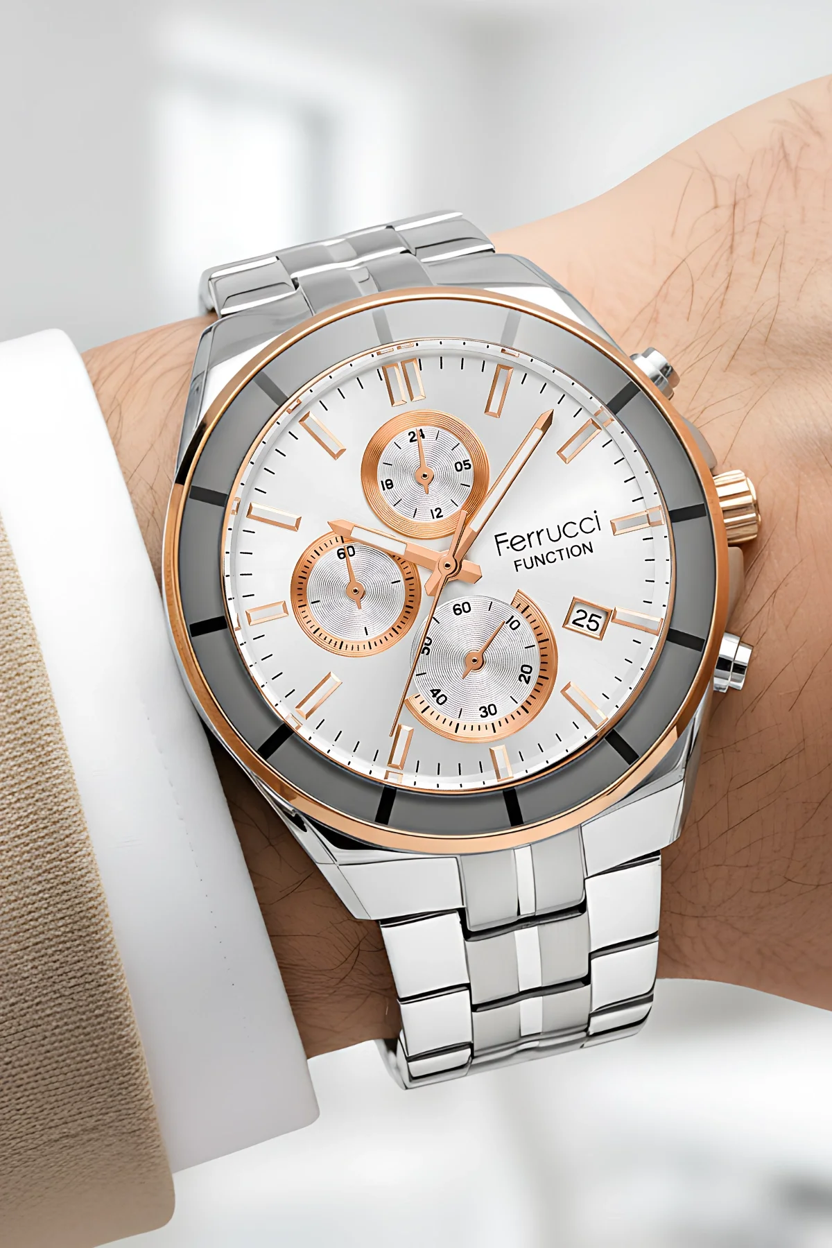 Ferrucci Function Erkek Kol Saati Çelik Kordon Çelik Kasa 3 ATM Suya Dayanıklılık ZMFER043