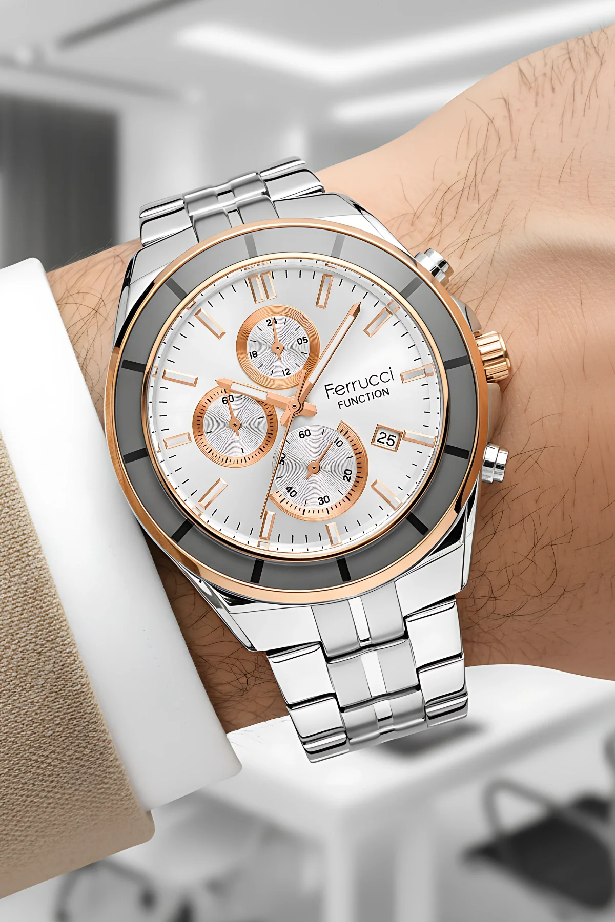 Ferrucci Function Erkek Kol Saati Çelik Kordon Çelik Kasa 3 ATM Suya Dayanıklılık ZMFER043