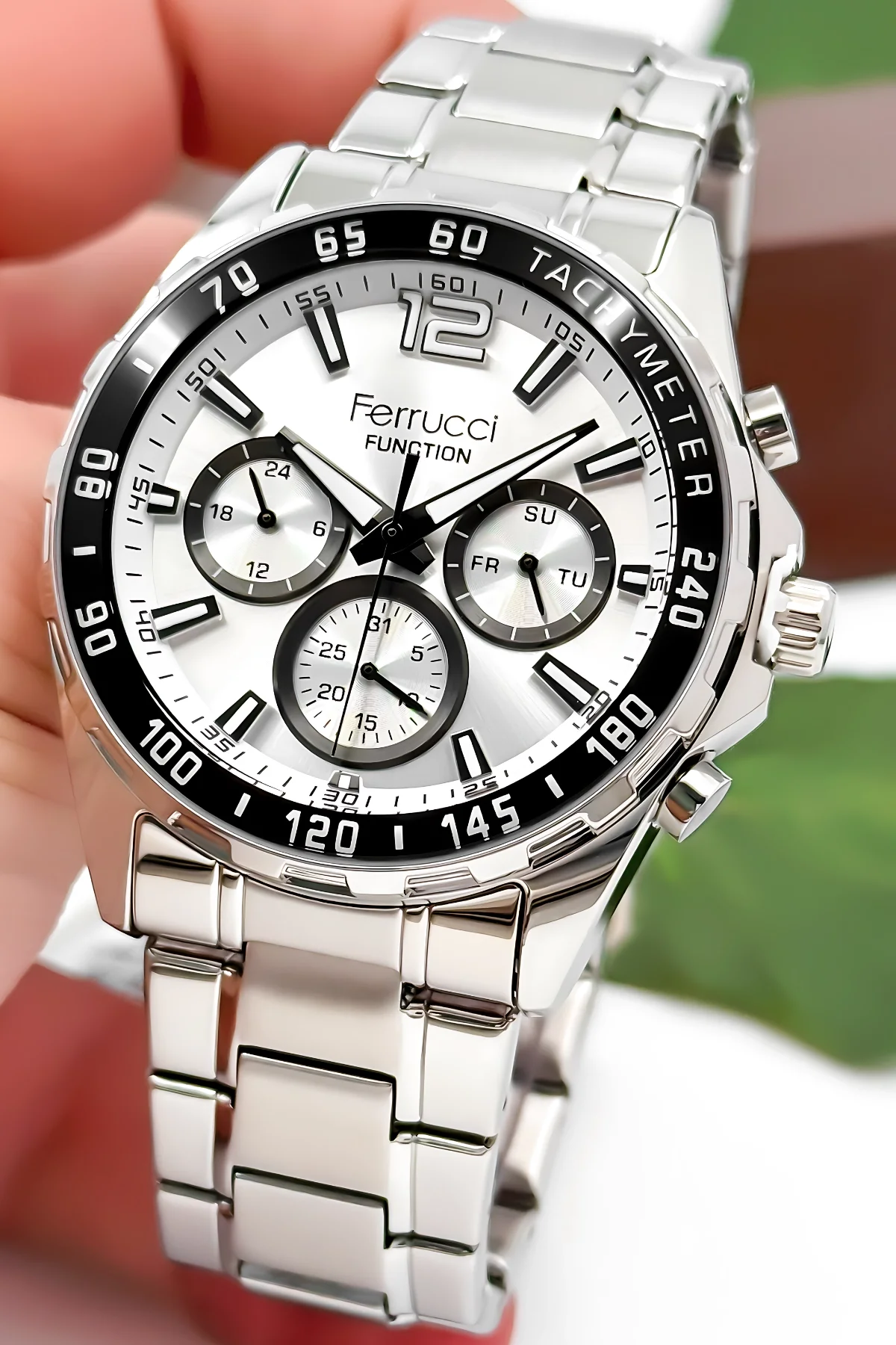 Ferrucci Function Erkek Kol Saati Çelik Kordon Çelik Kasa Gümüş-Beyaz zmfer047