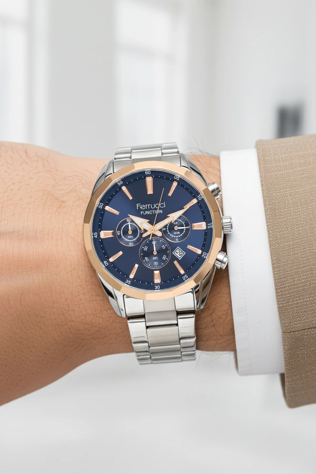 Ferrucci Function Erkek Kol Saati Çelik Kordon Çelik Kasa 3 ATM Suya Dayanıklılık zmfer049