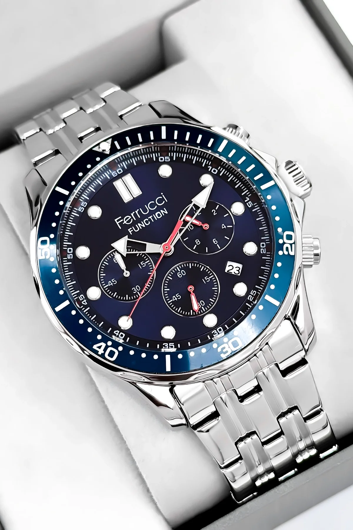Ferrucci Function Erkek Kol Saati Çelik Kordon&Kasa 3 ATM+Bileklik Hediye zmfer088