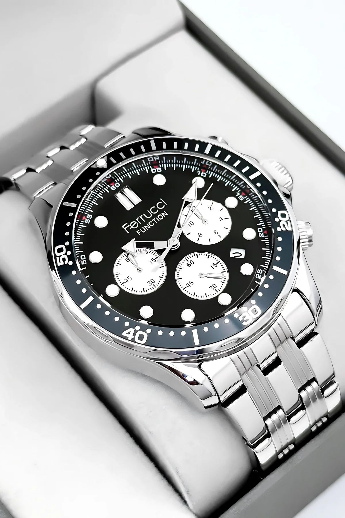 Ferrucci Function Erkek Kol Saati Çelik Kordon&Kasa 3 ATM+Bileklik Hediye zmfer088