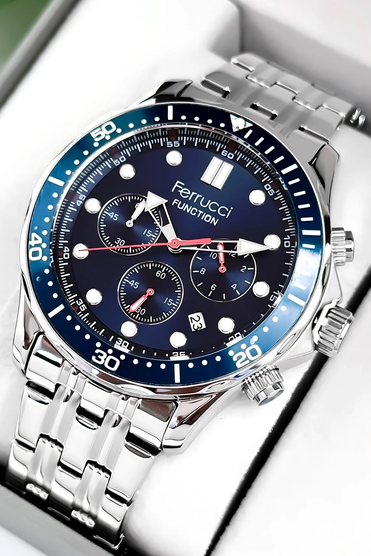 Ferrucci Function Erkek Kol Saati Çelik Kordon&Kasa 3 ATM+Bileklik Hediye zmfer088