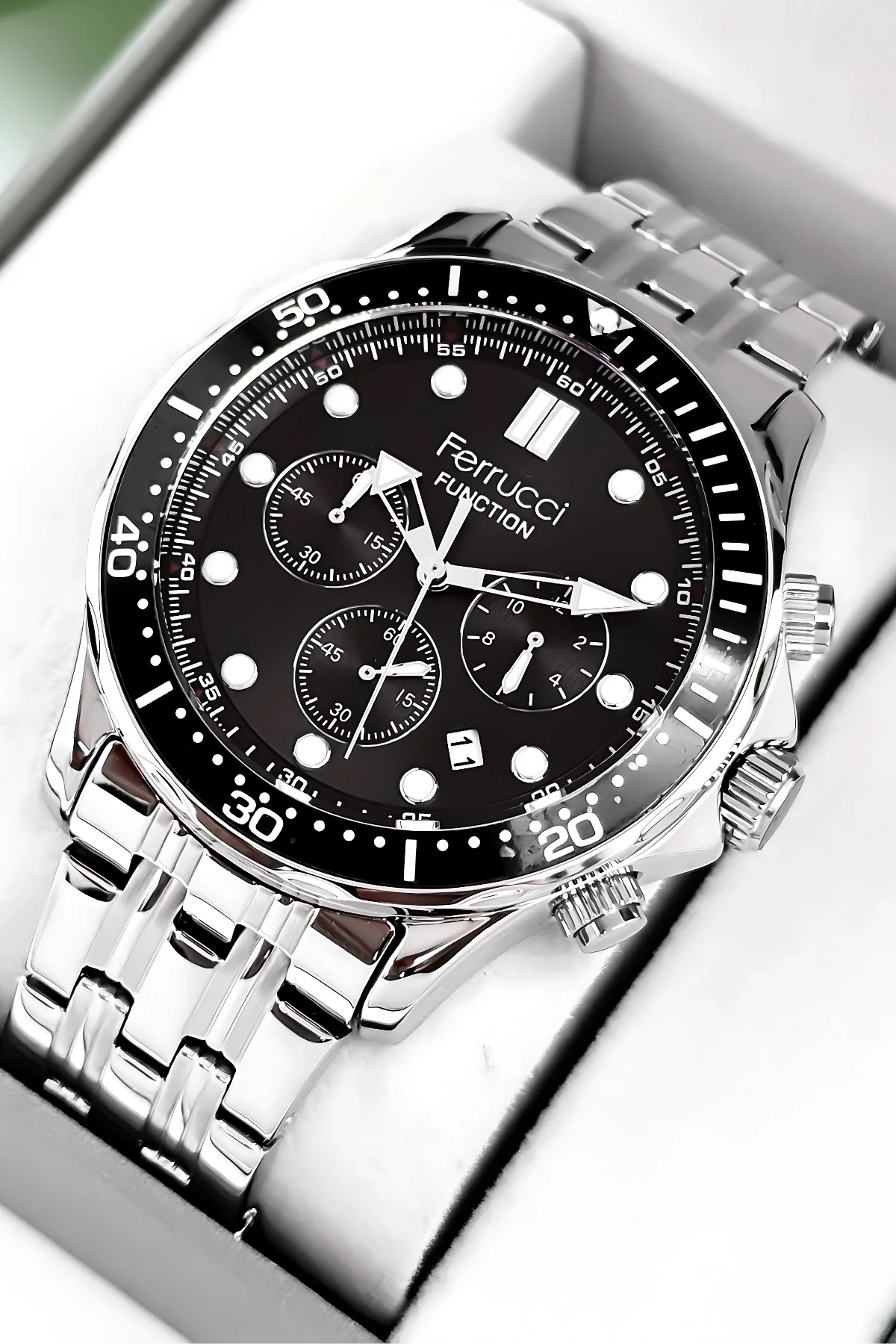 Ferrucci Function Erkek Kol Saati Çelik Kordon&Kasa 3 ATM+Bileklik Hediye zmfer088