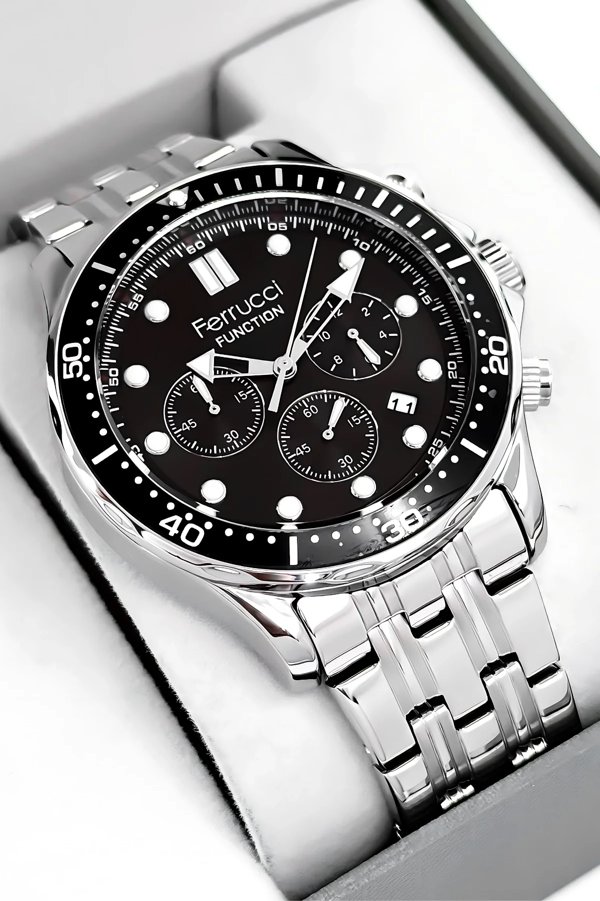 Ferrucci Function Erkek Kol Saati Çelik Kordon&Kasa 3 ATM+Bileklik Hediye zmfer088