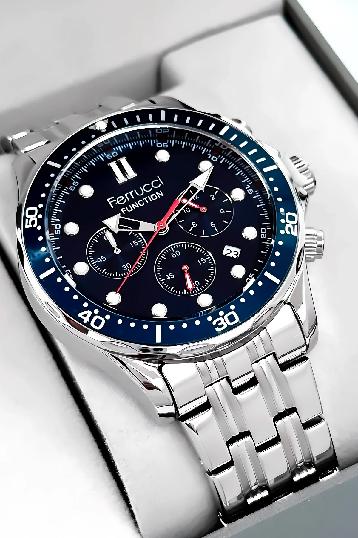 Ferrucci Function Erkek Kol Saati Çelik Kordon&Kasa 3 ATM+Bileklik Hediye zmfer088