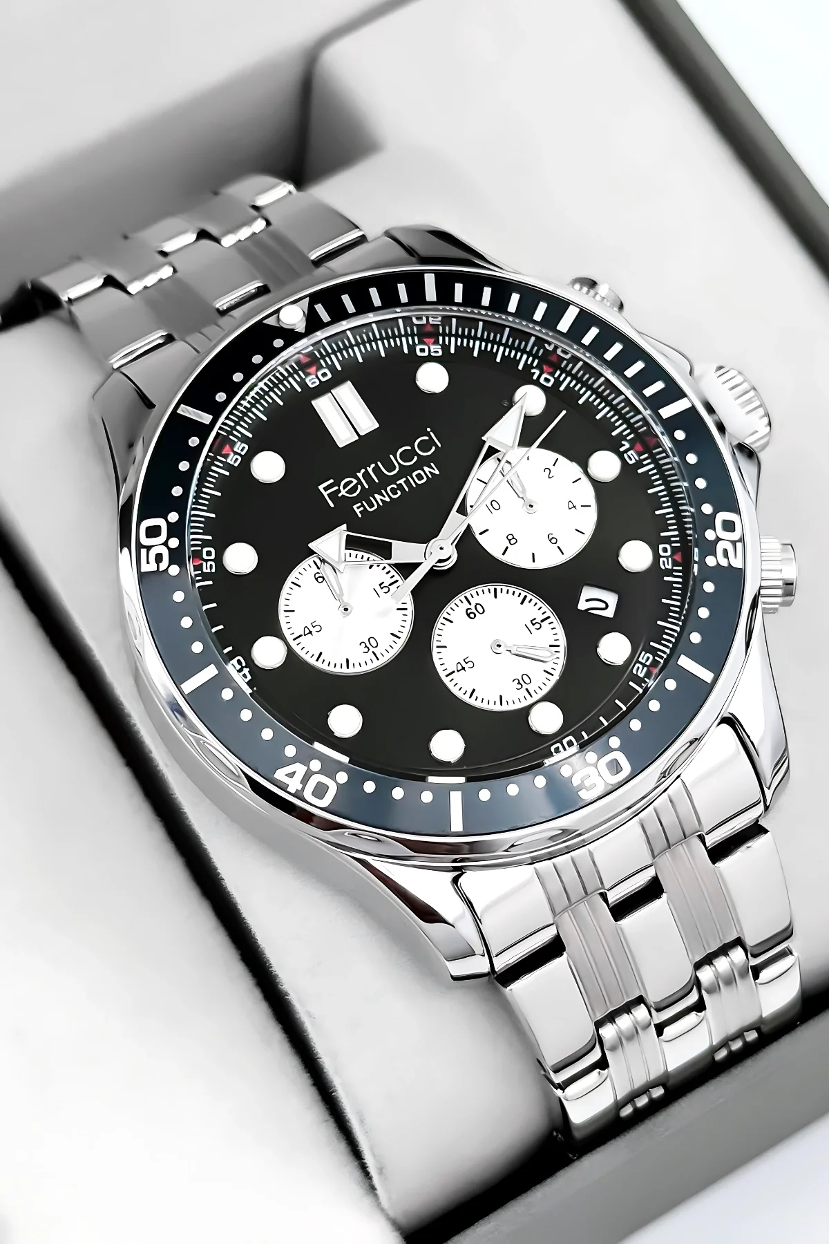 Ferrucci Function Erkek Kol Saati Çelik Kordon&Kasa 3 ATM+Bileklik Hediye zmfer088