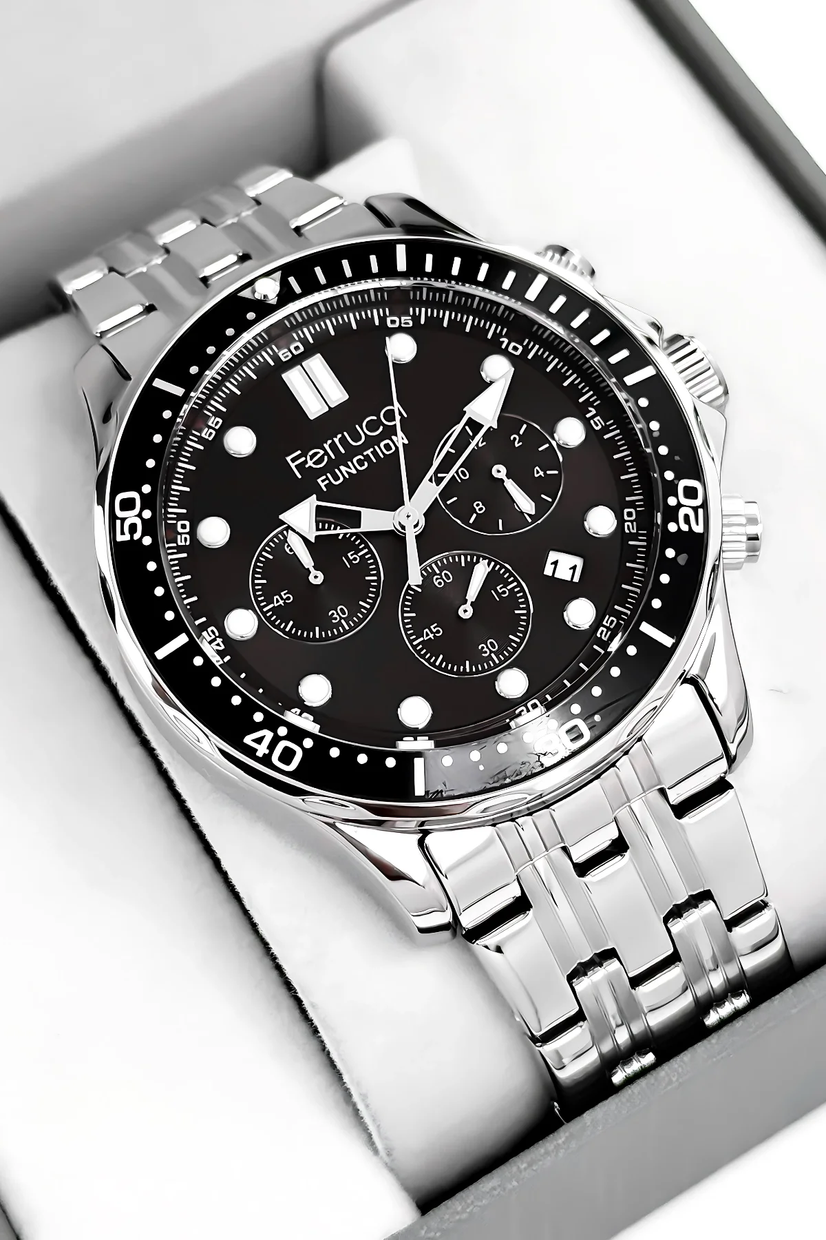 Ferrucci Function Erkek Kol Saati Çelik Kordon&Kasa 3 ATM+Bileklik Hediye zmfer088