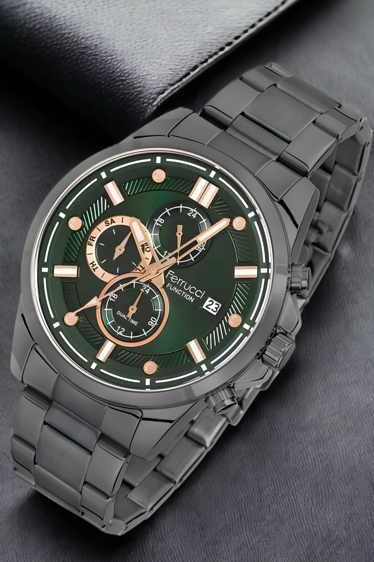 Ferrucci Function Erkek Kol Saati Füme-Yeşil Renk FCF.13853FM.05+