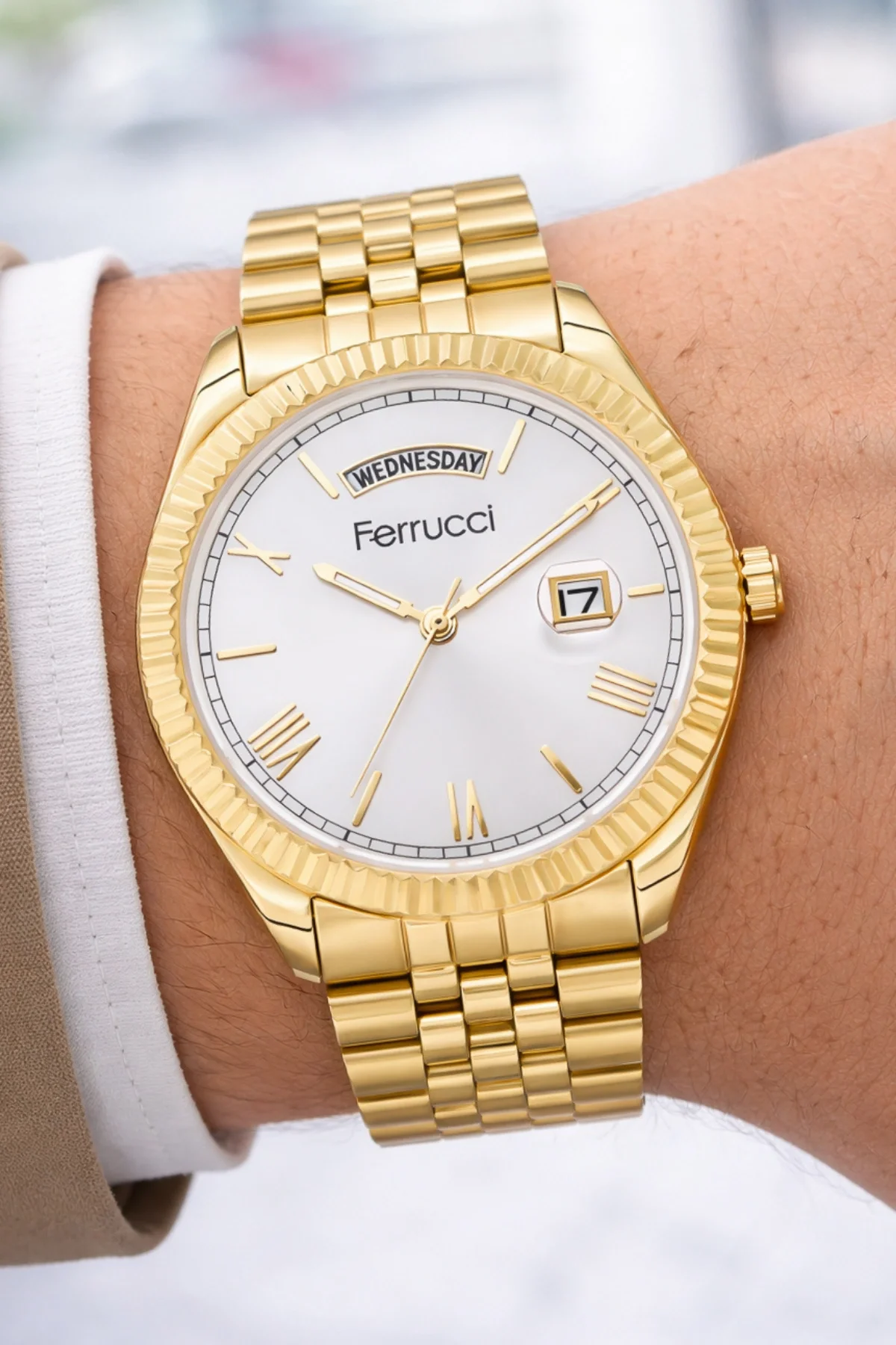 Ferrucci Function Erkek Kol Saati Gold Renk Çelik Kordon&Kasa 3 ATM Suya Dayanıklılık ZMFER041