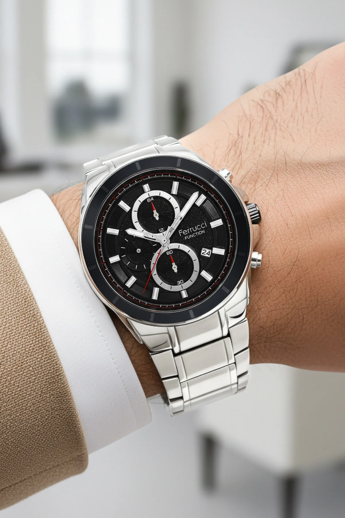 Ferrucci Function Erkek Kol Saati Gümüş Renk Çelik Kordon&Kasa 3 ATM Suya Dayanıklılık zmfer041