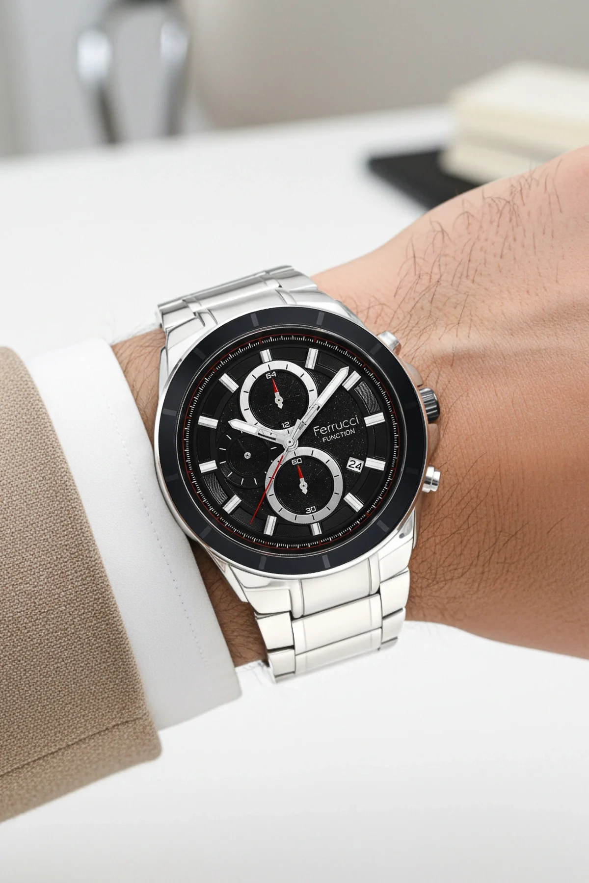 Ferrucci Function Erkek Kol Saati Gümüş Renk Çelik Kordon&Kasa 3 ATM Suya Dayanıklılık zmfer041