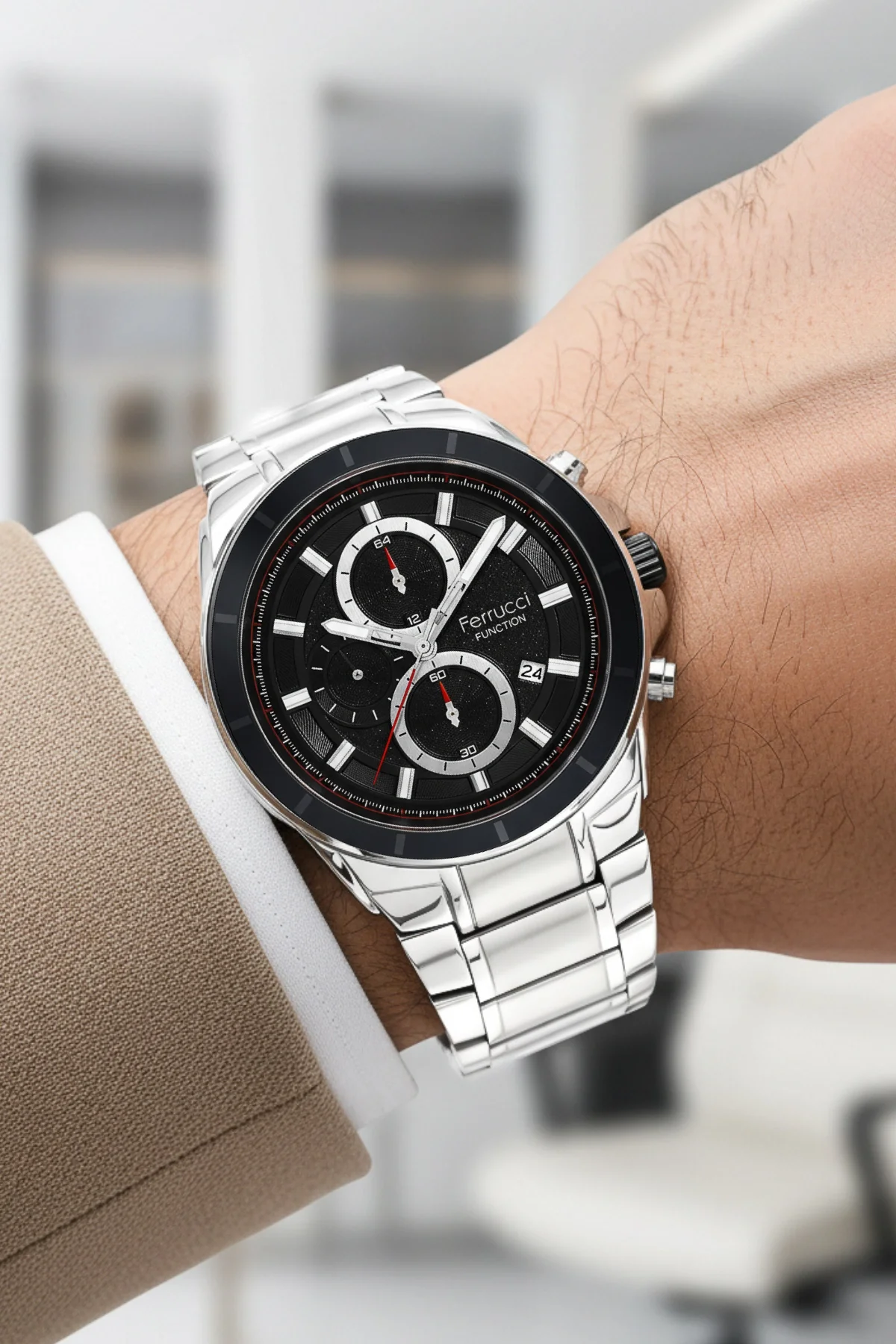 Ferrucci Function Erkek Kol Saati Gümüş Renk Çelik Kordon&Kasa 3 ATM Suya Dayanıklılık zmfer041