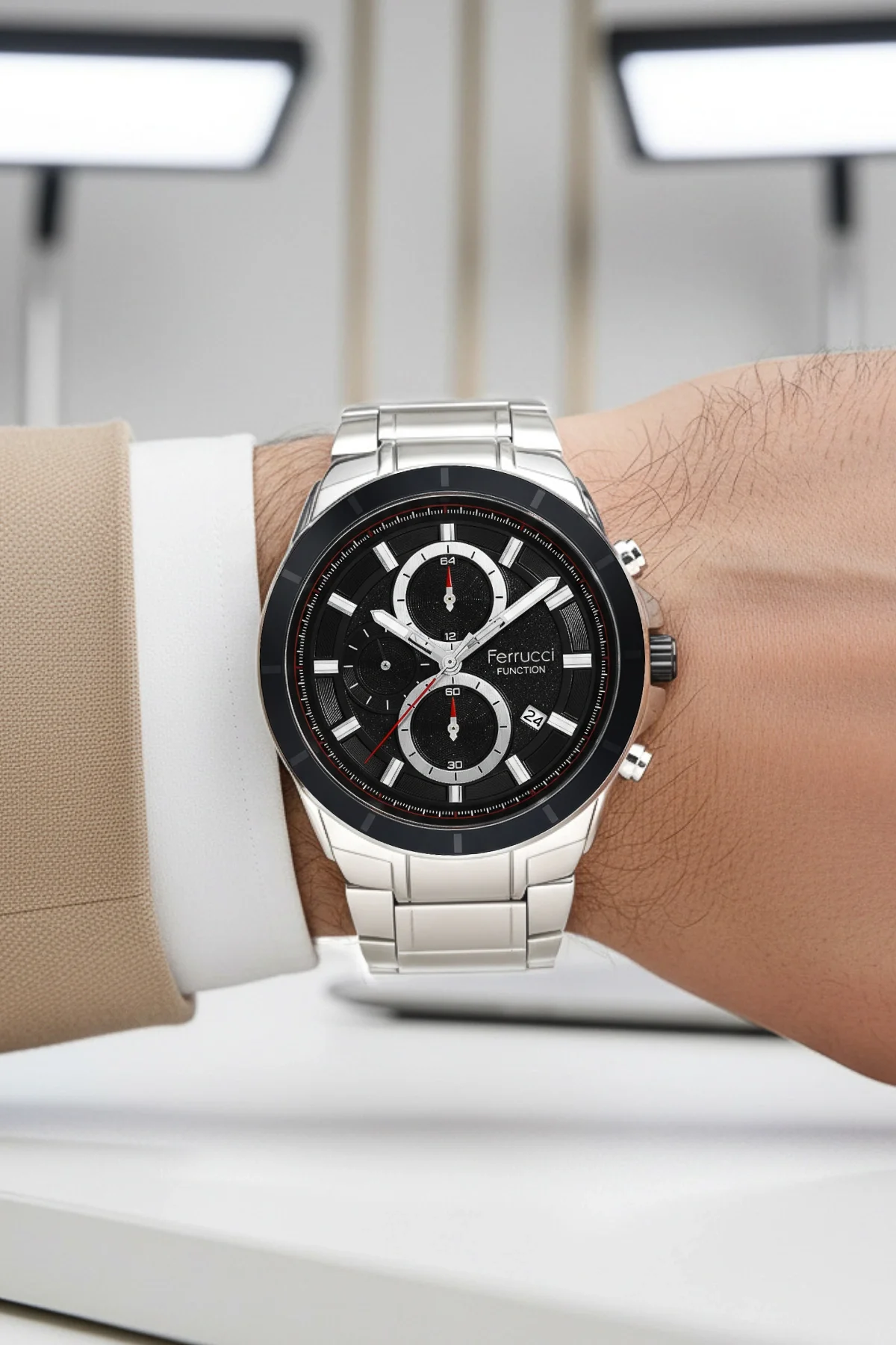 Ferrucci Function Erkek Kol Saati Gümüş Renk Çelik Kordon&Kasa 3 ATM Suya Dayanıklılık zmfer041