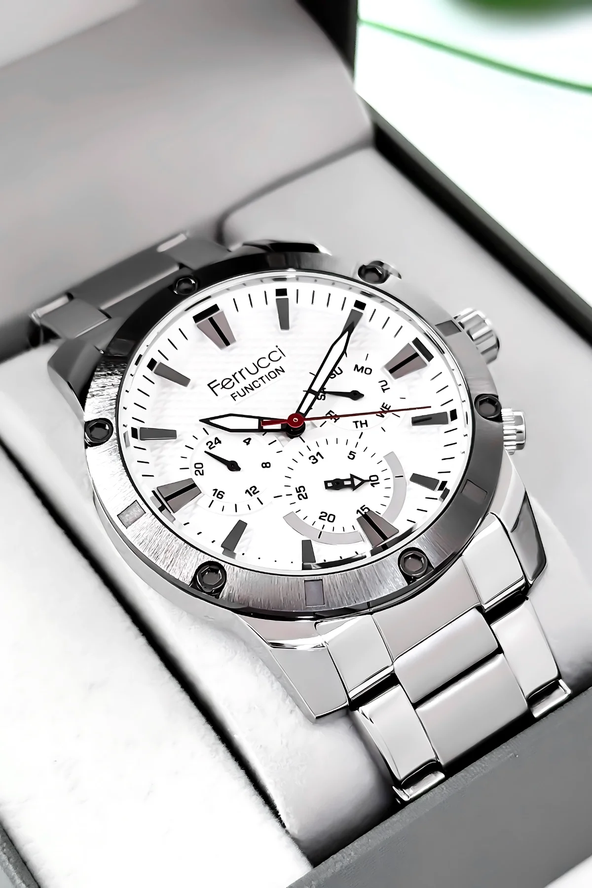 Ferrucci Function Gümüş Renk Çelik Kordon&Kasa Erkek Kol Saati 3 ATM+Bileklik zmfer111