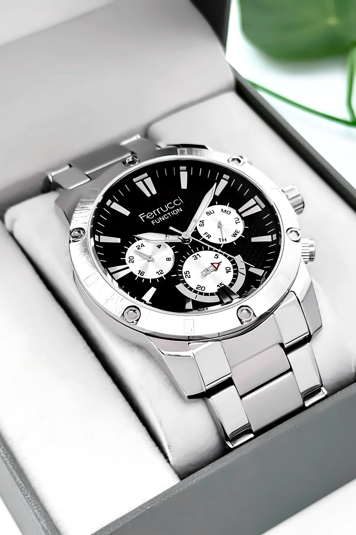 Ferrucci Function Gümüş Renk Çelik Kordon&Kasa Erkek Kol Saati 3 ATM+Bileklik zmfer111